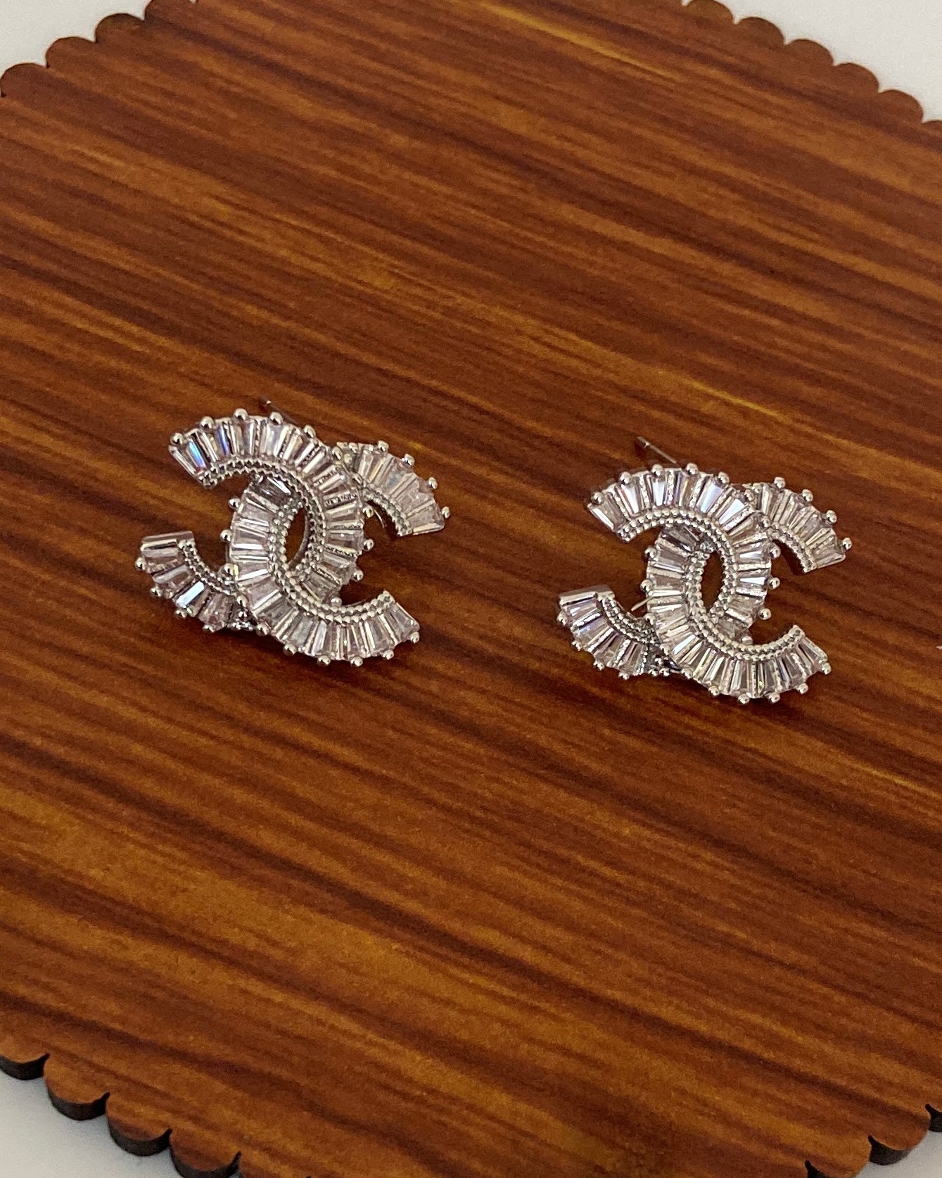 Glam Silver CC Earring