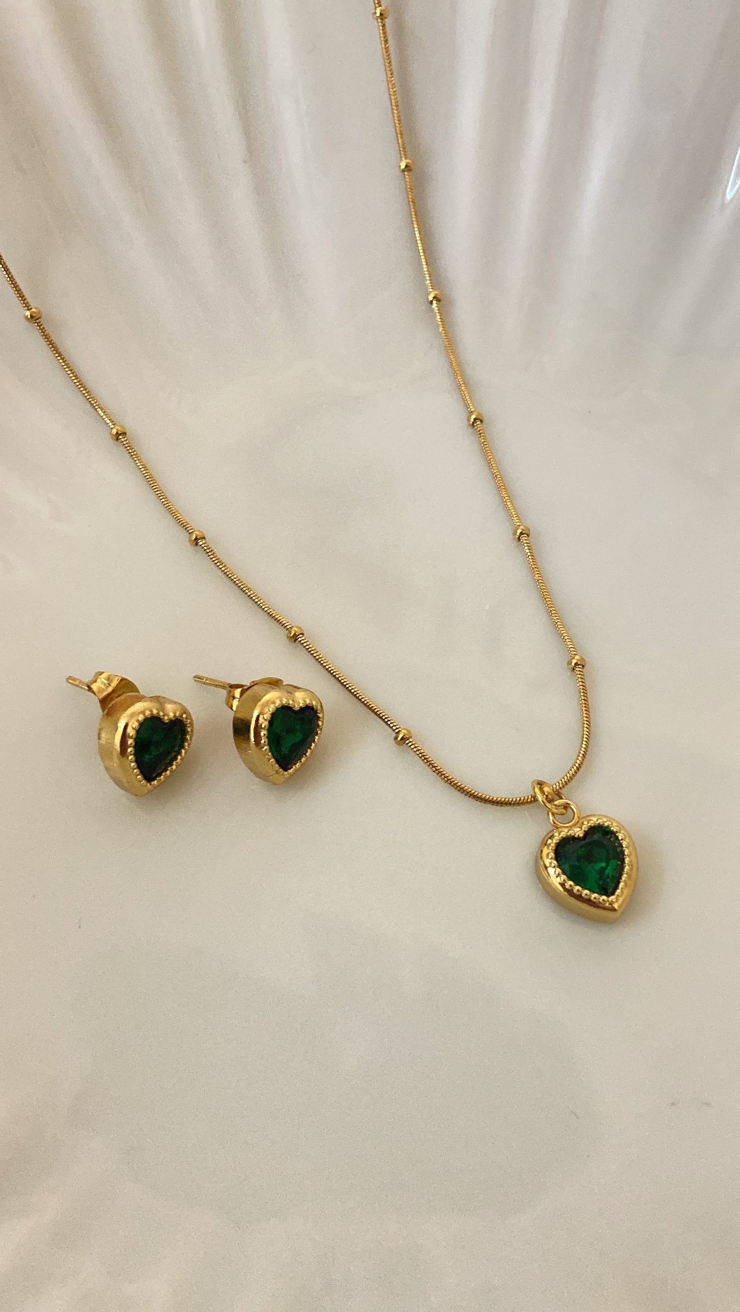 Emerald Heart Combo(Earring + Necklace )