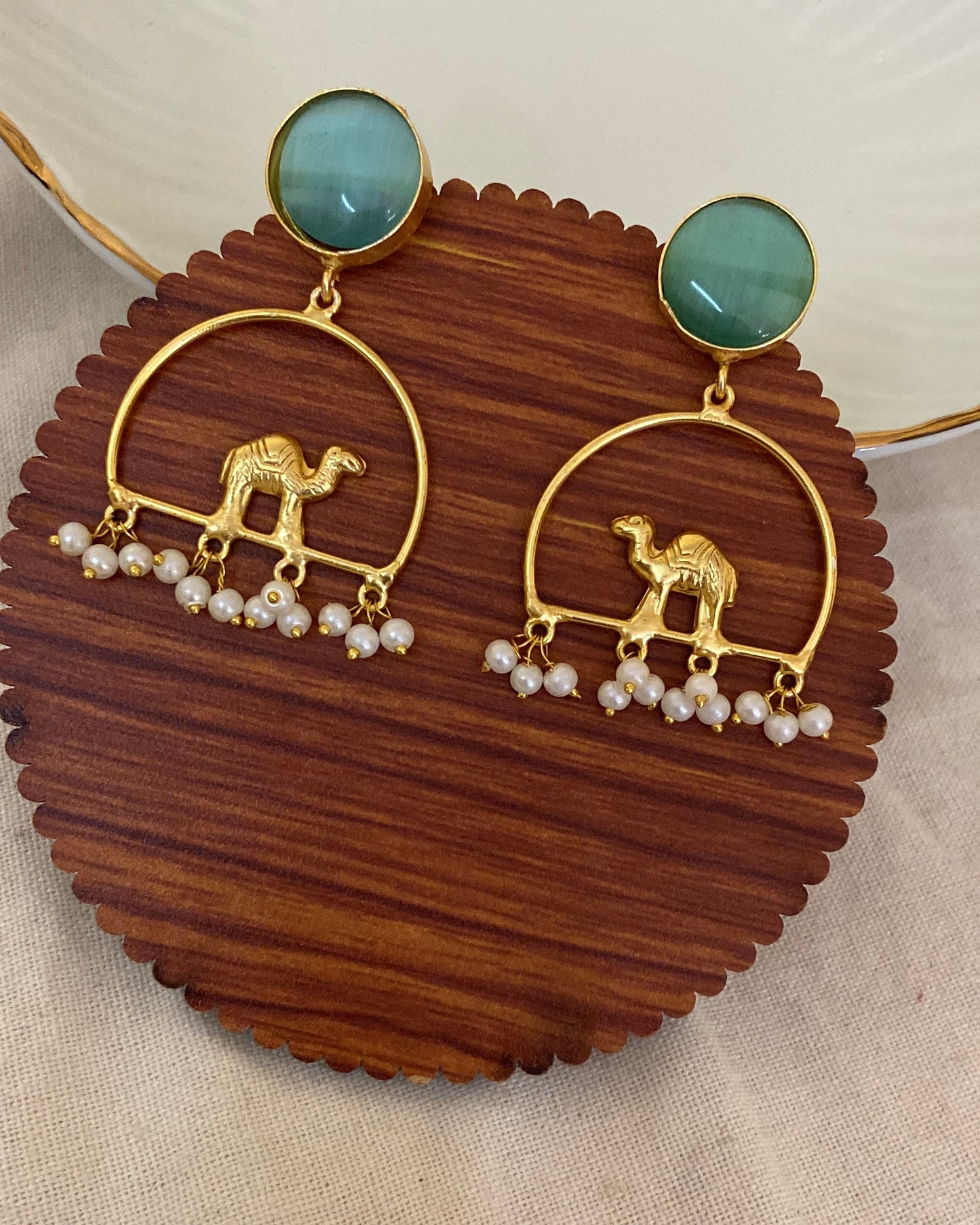 Mint Green Camel Earring