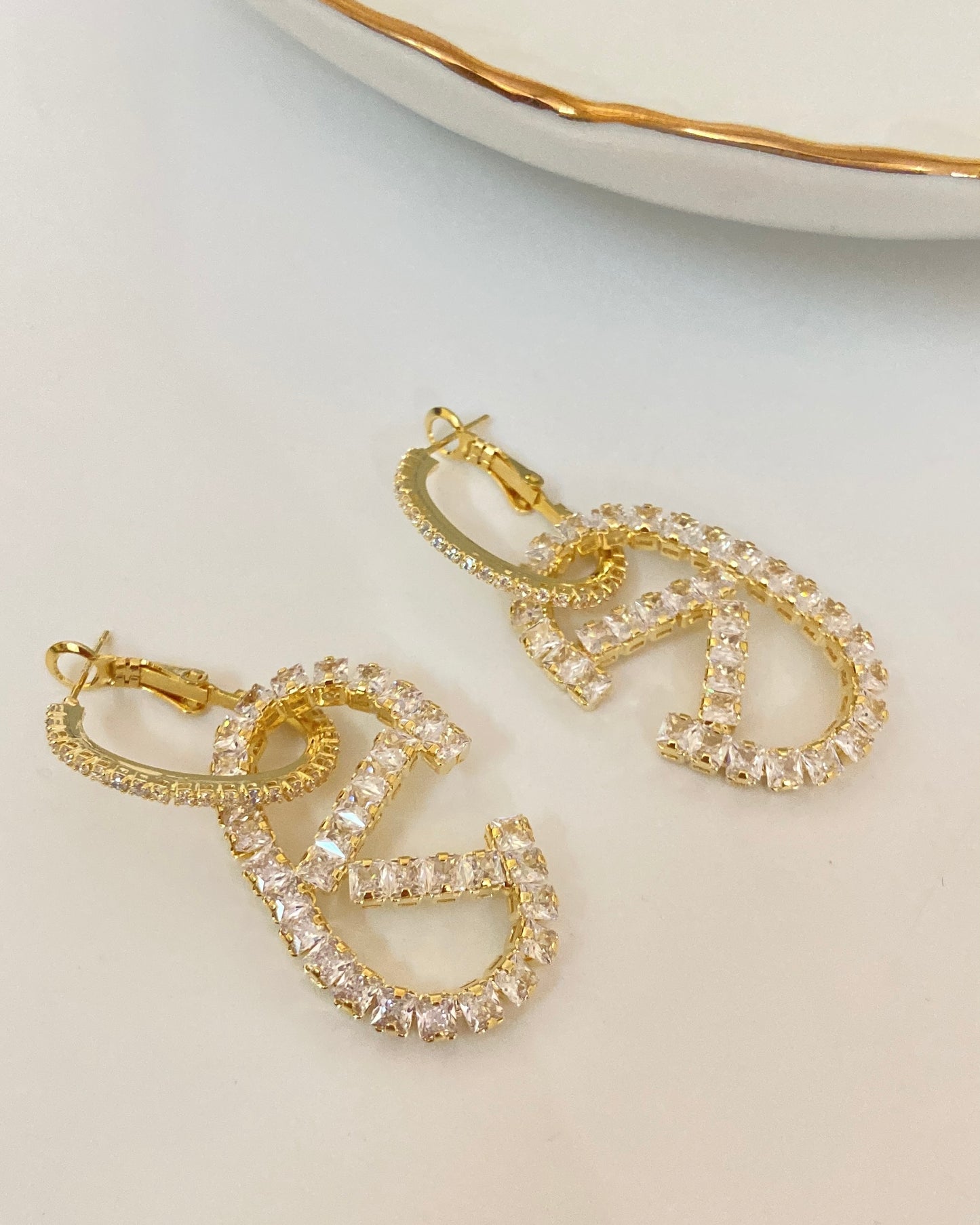 V Drop Hoop Earring