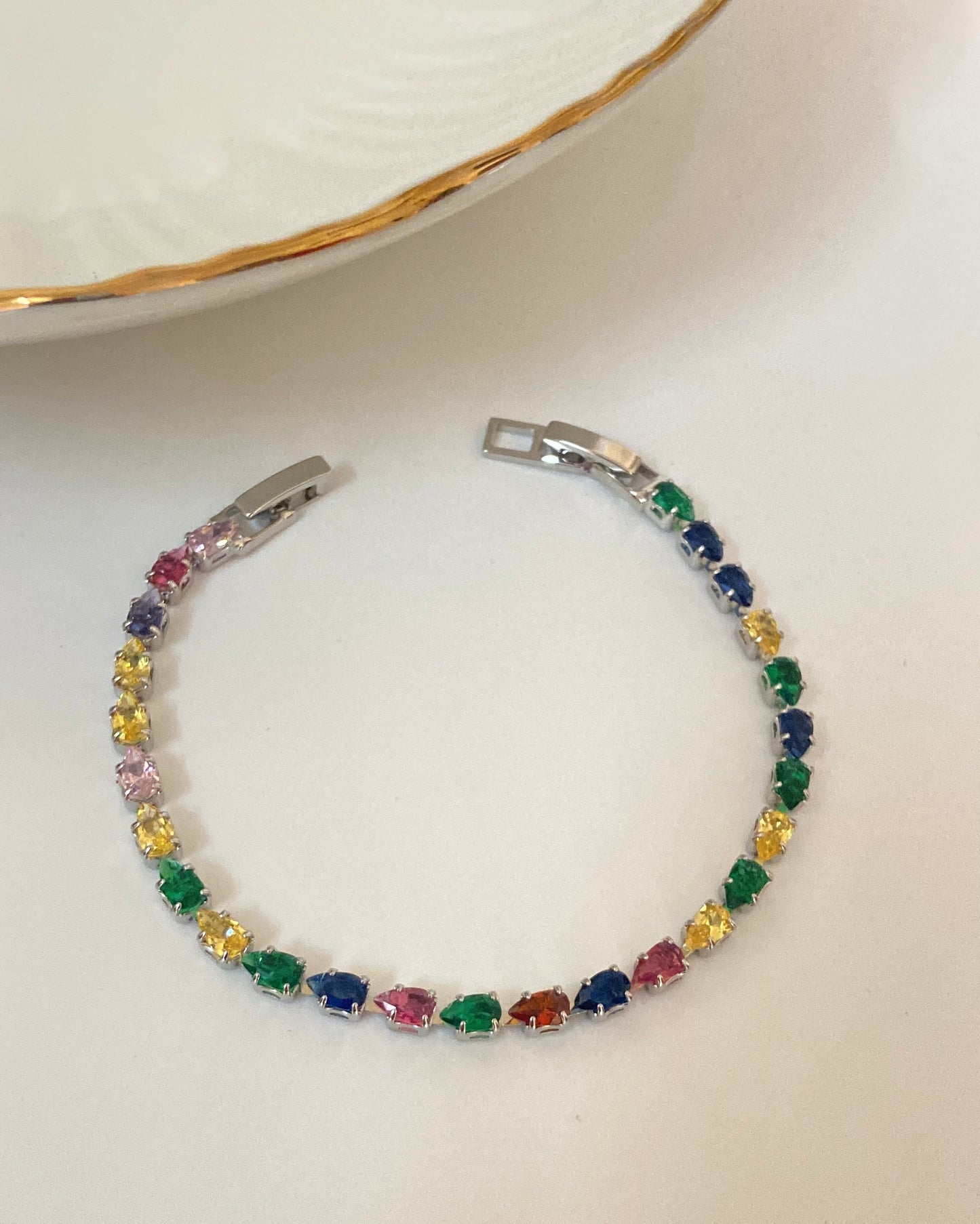 Multicolour Tennis Bracelet Siver