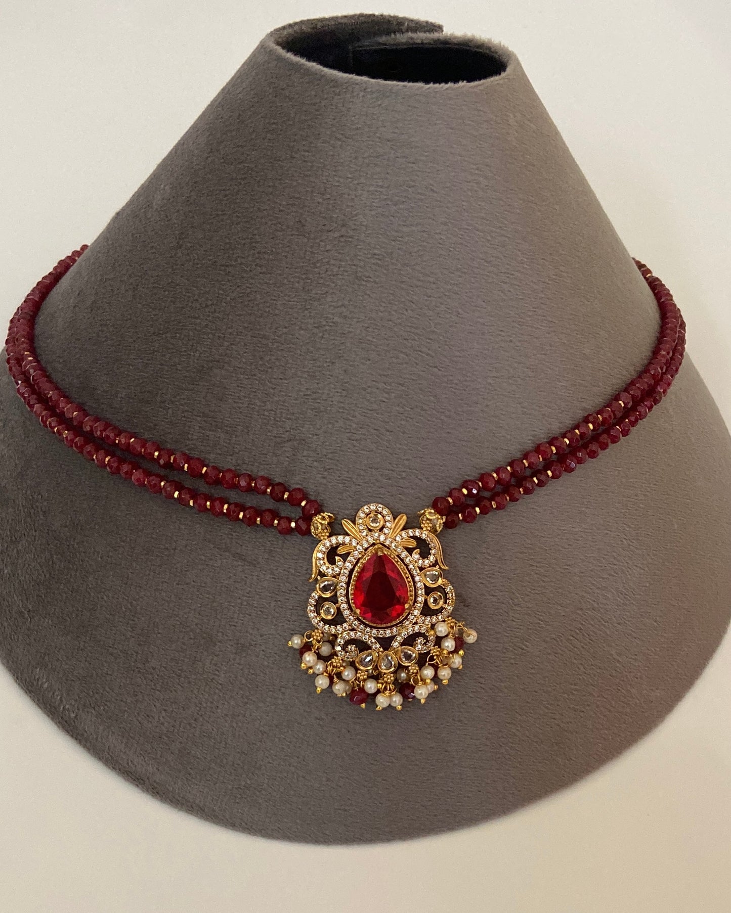 Ruby Beaded Necklace