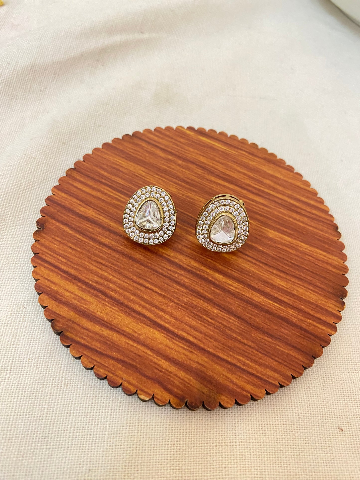 Oval Moissanite Polki Studs