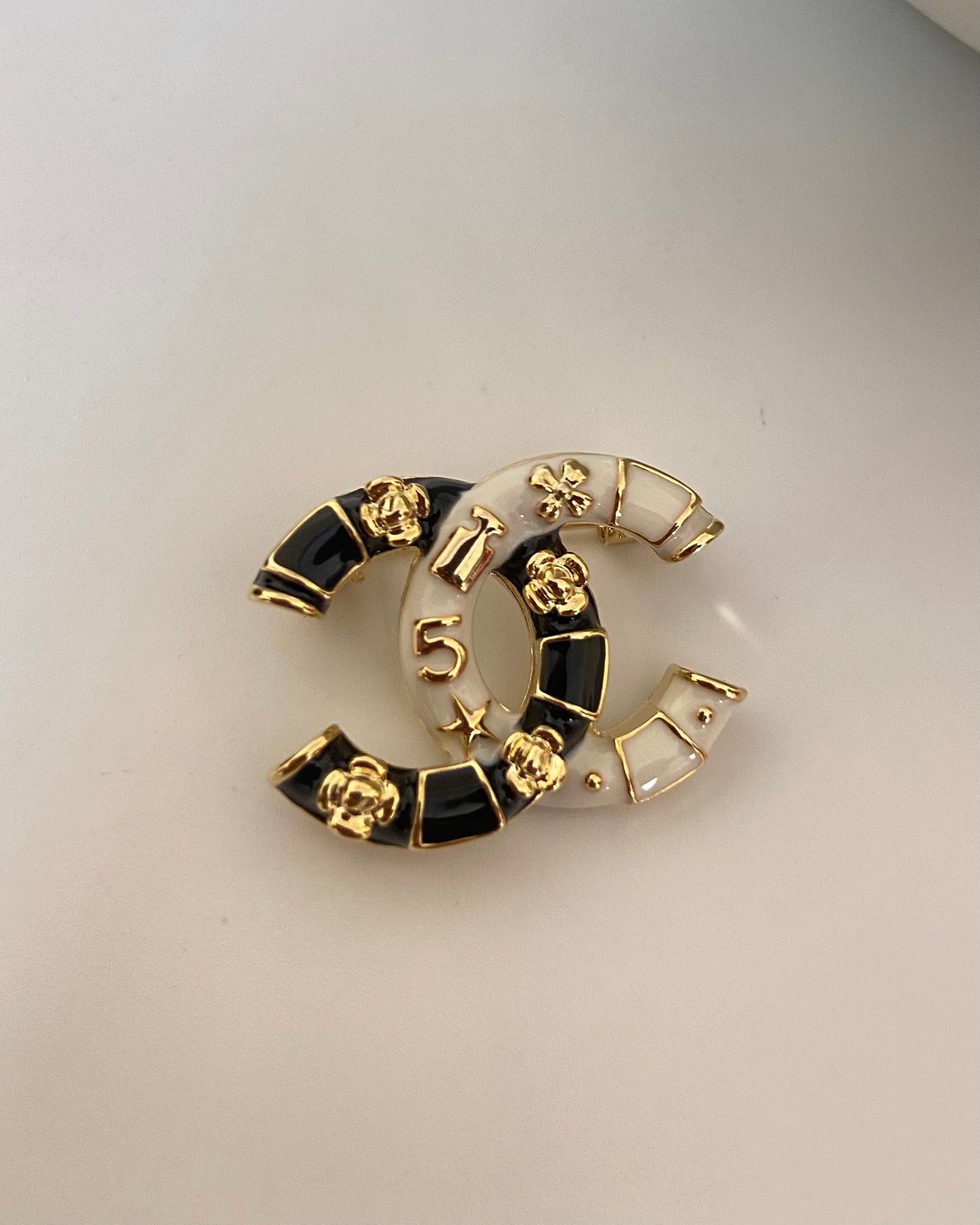 Cc black & white dual Brooch