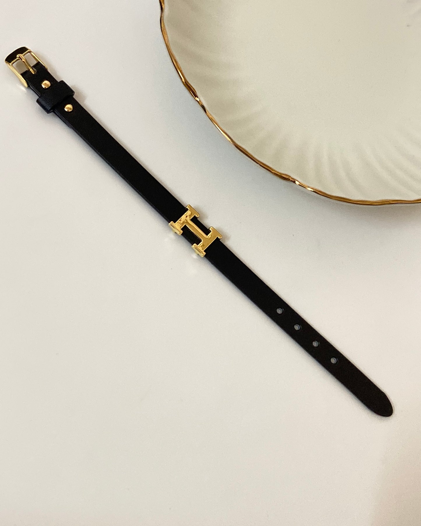 The H Leather Belt Bracelet