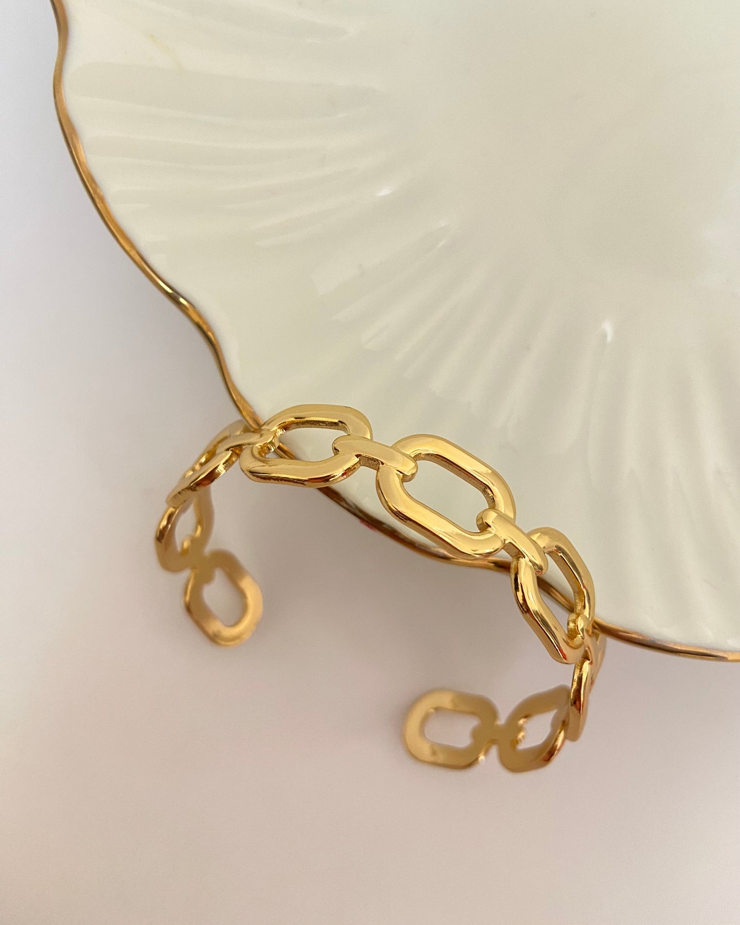 Minimalist Gold Link Cuff Bracelet + Ring Combo