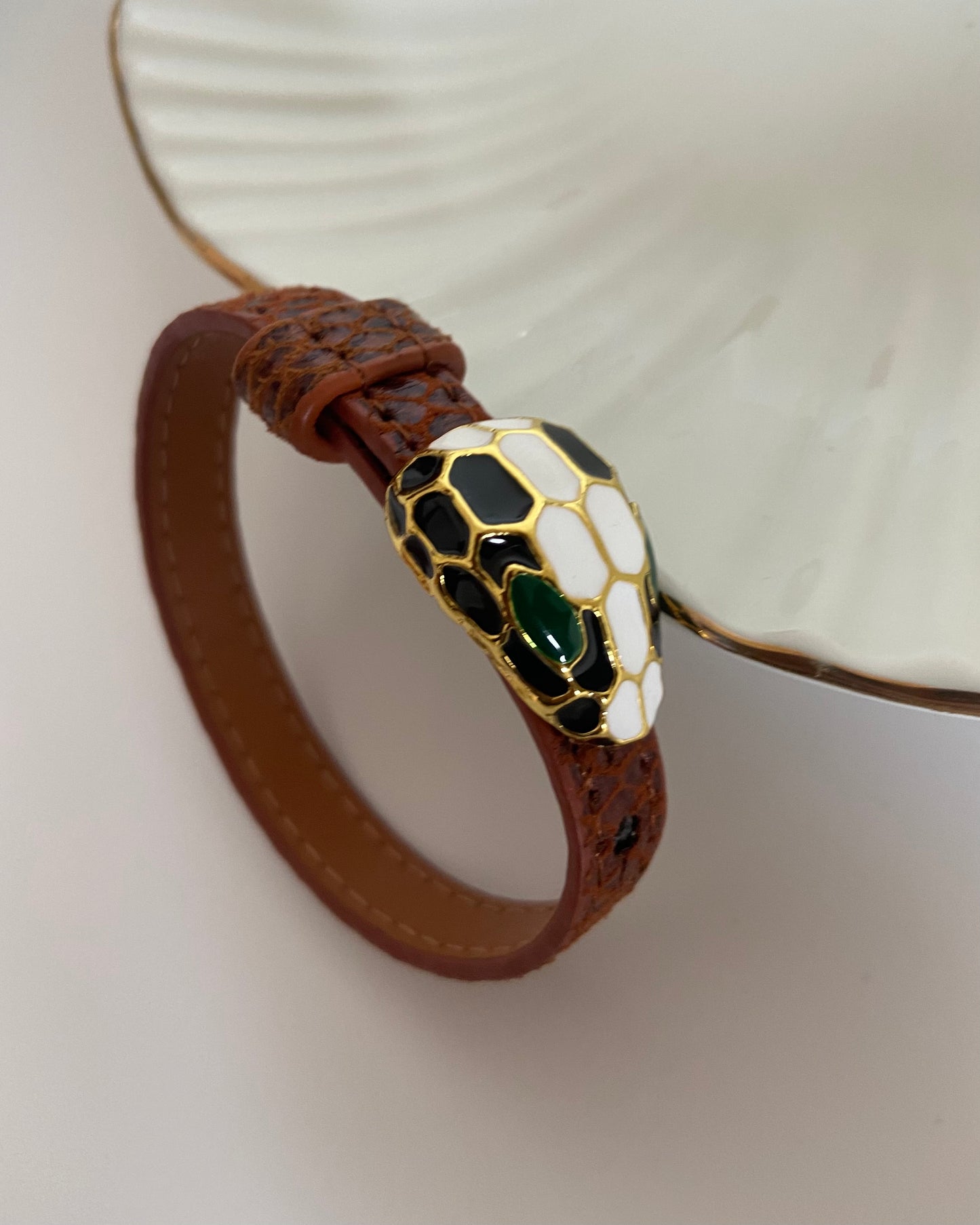 Serpentine Leather Belt Bracelet