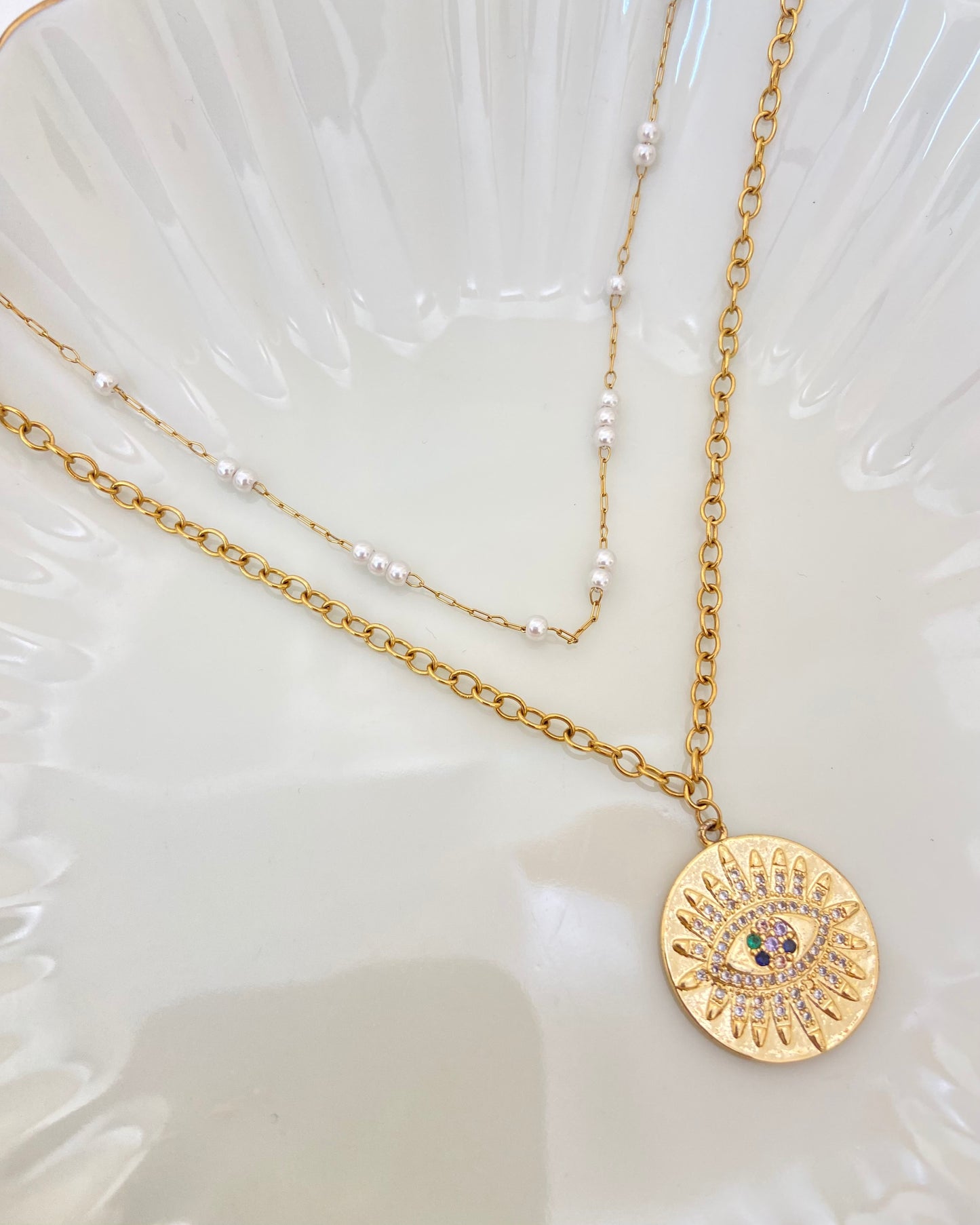 Double Layered Evil Eye Necklace