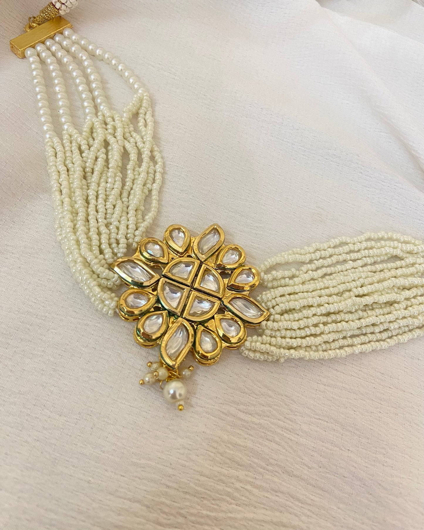 Drop Pearl Kundan Menakari Choker Set