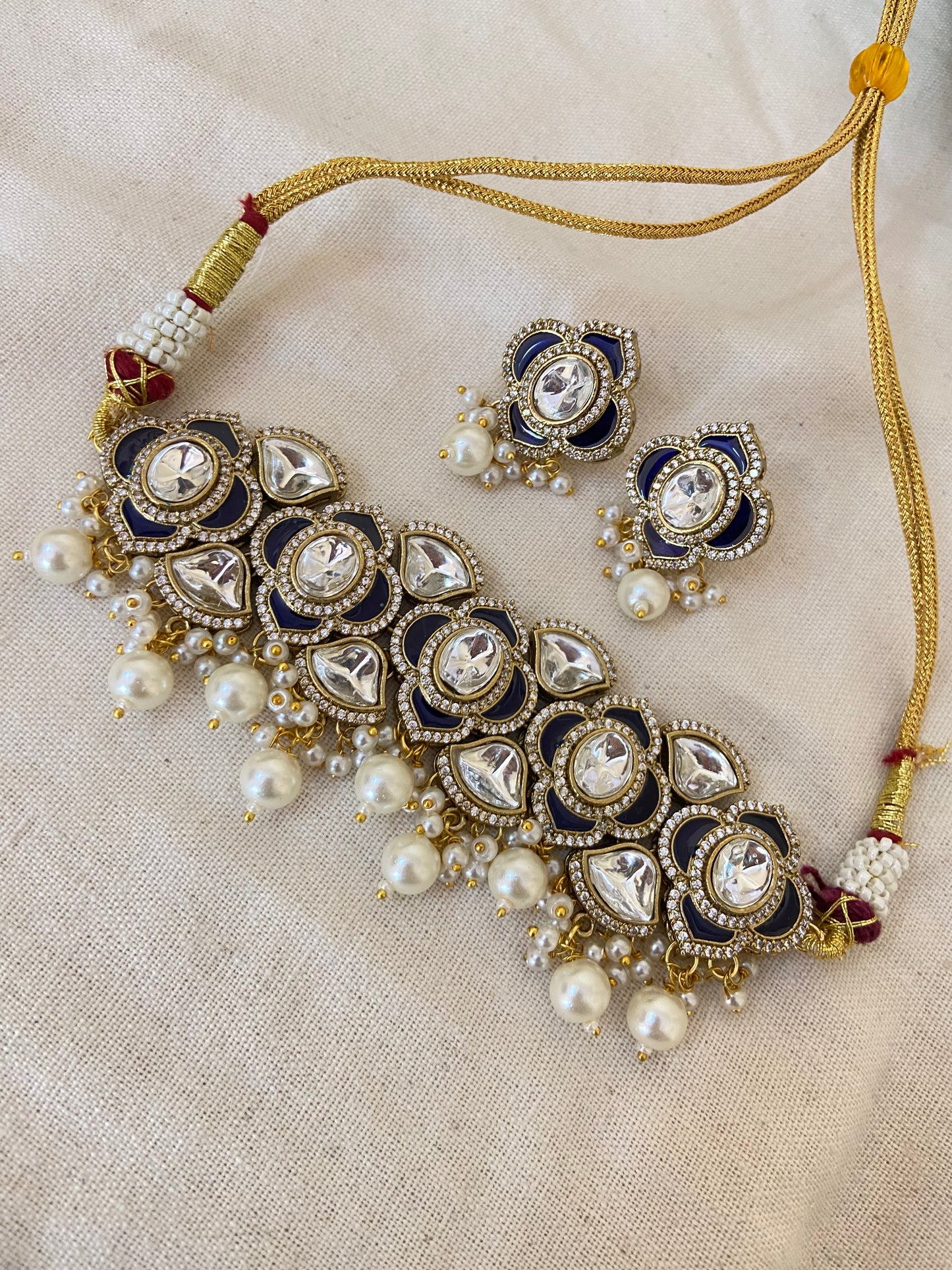 Blue Enamel & Kundan Choker