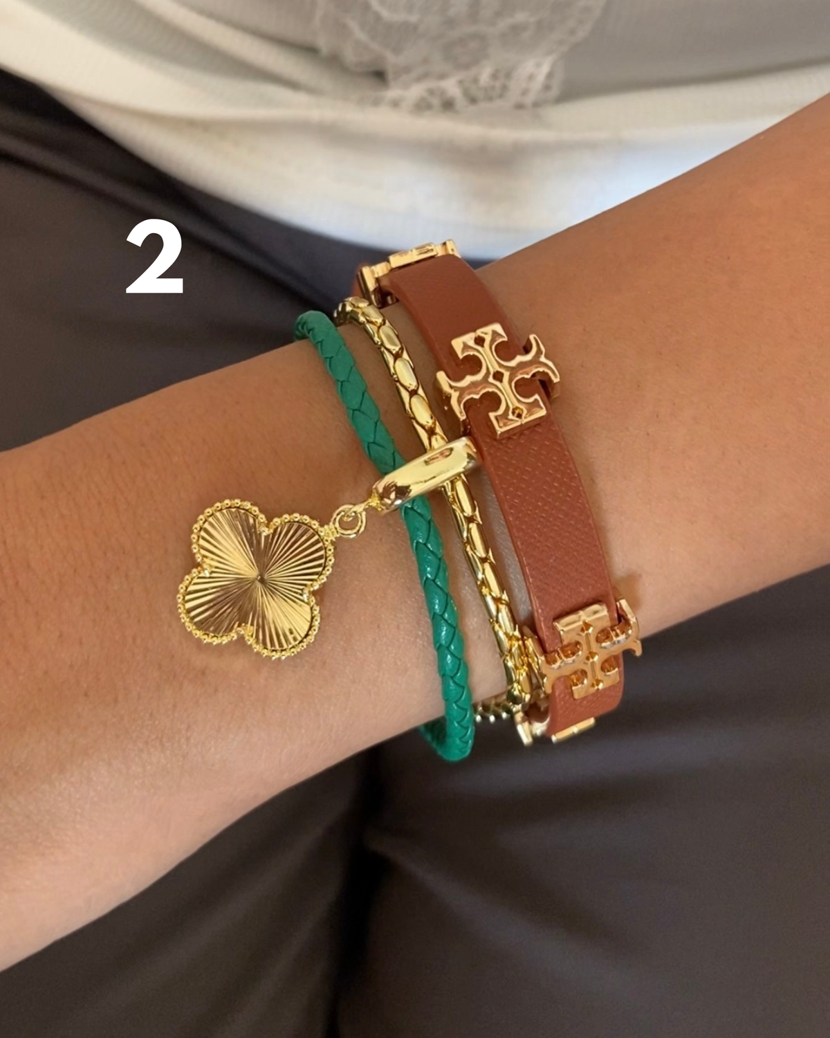Clover & Faux Bracelet Stack (Set of 2)