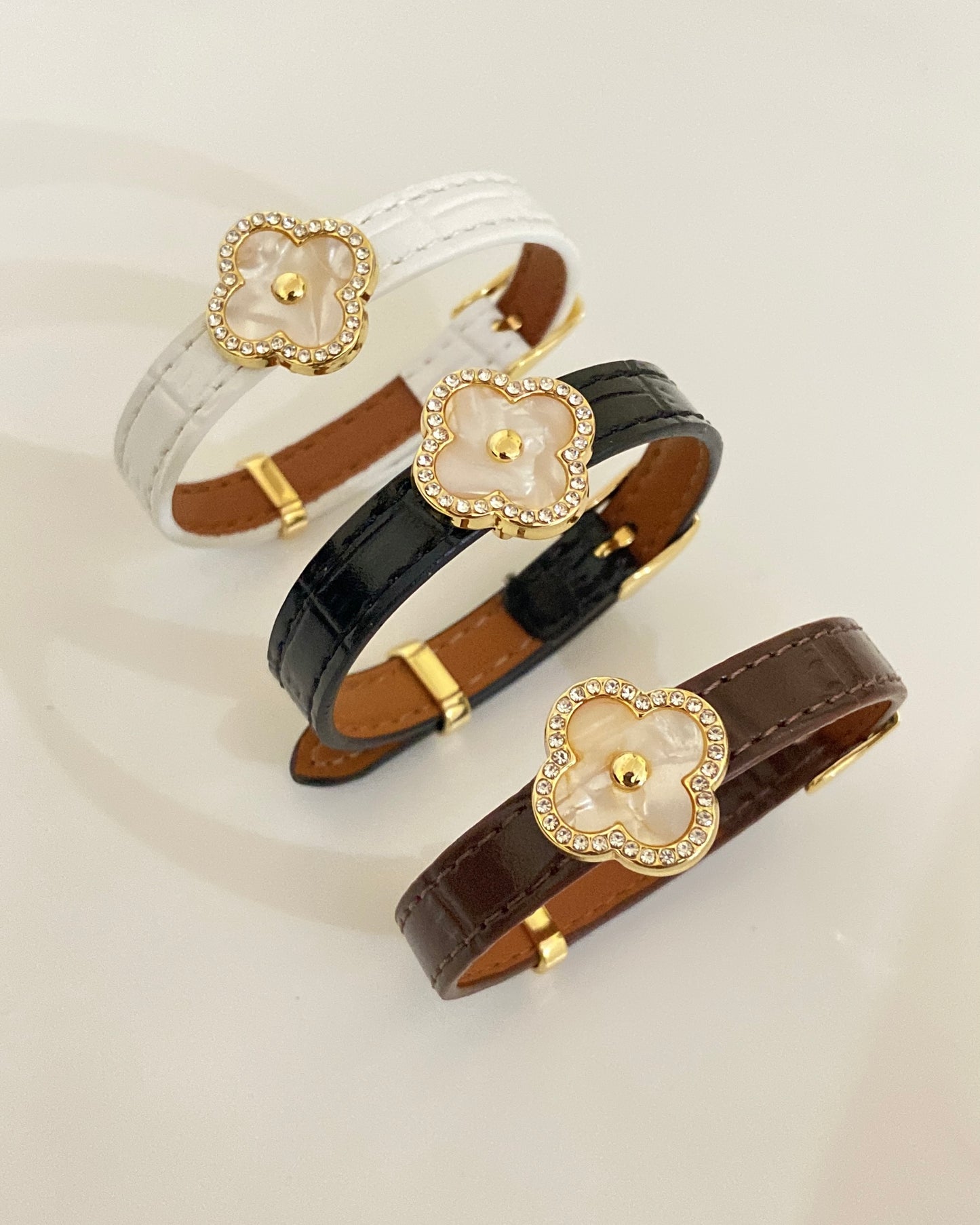 Clover Leather Belt Bracelet