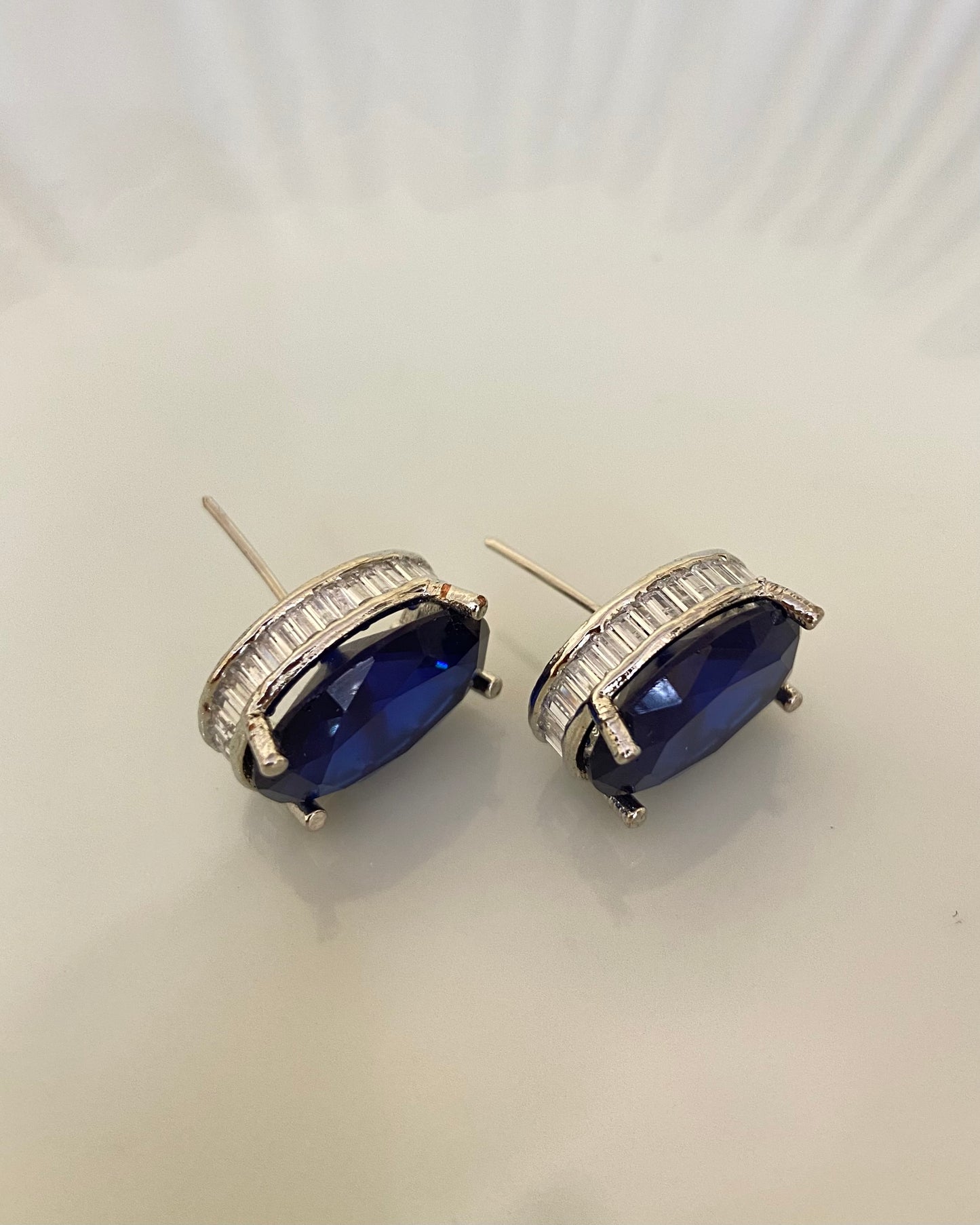 Sapphire Oval Studded Earring