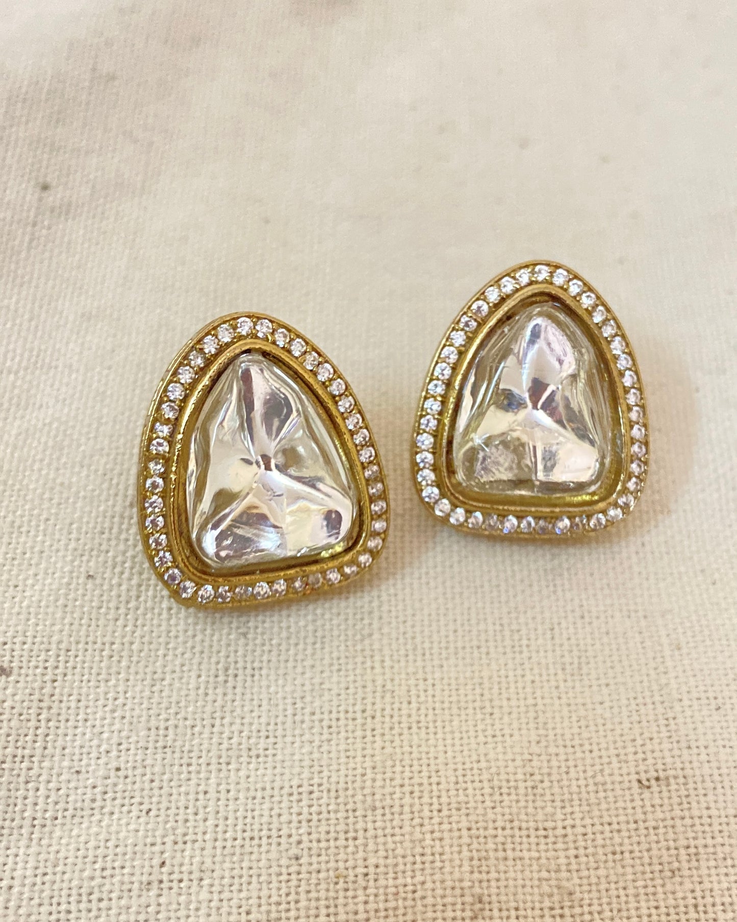 Triangle Moissanite Polki Studs
