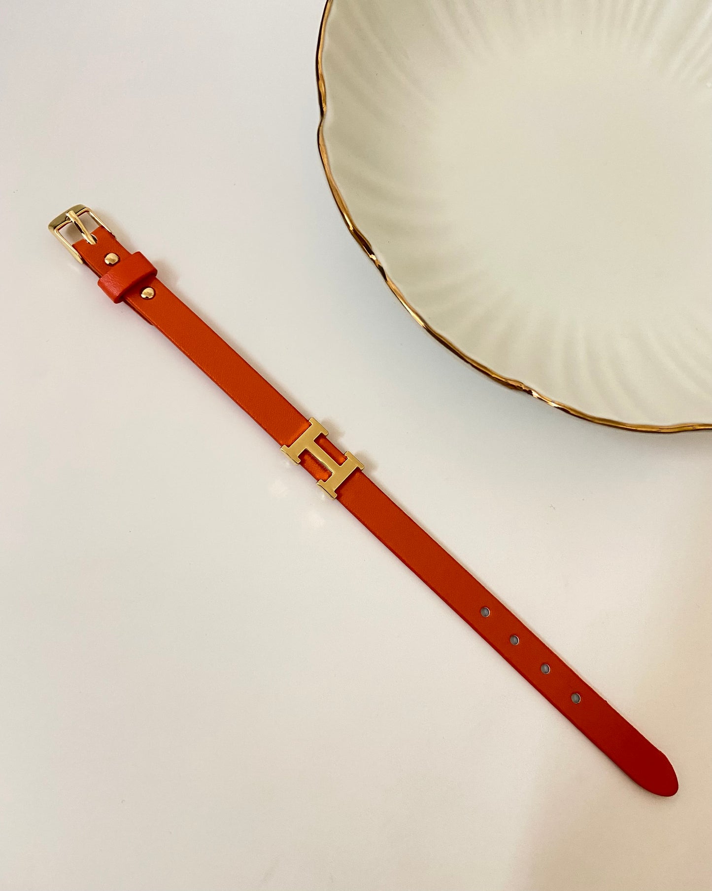The H Leather Belt Bracelet