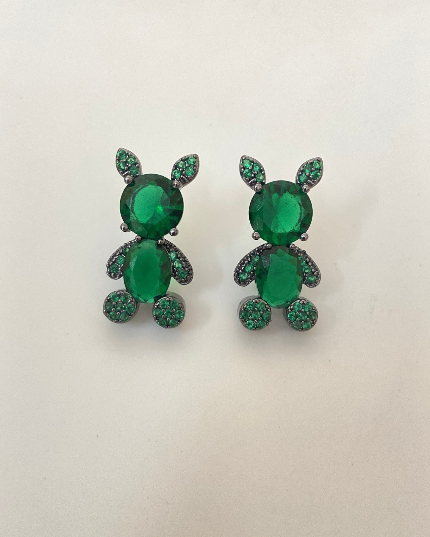 Emerald Bear Stud Earring
