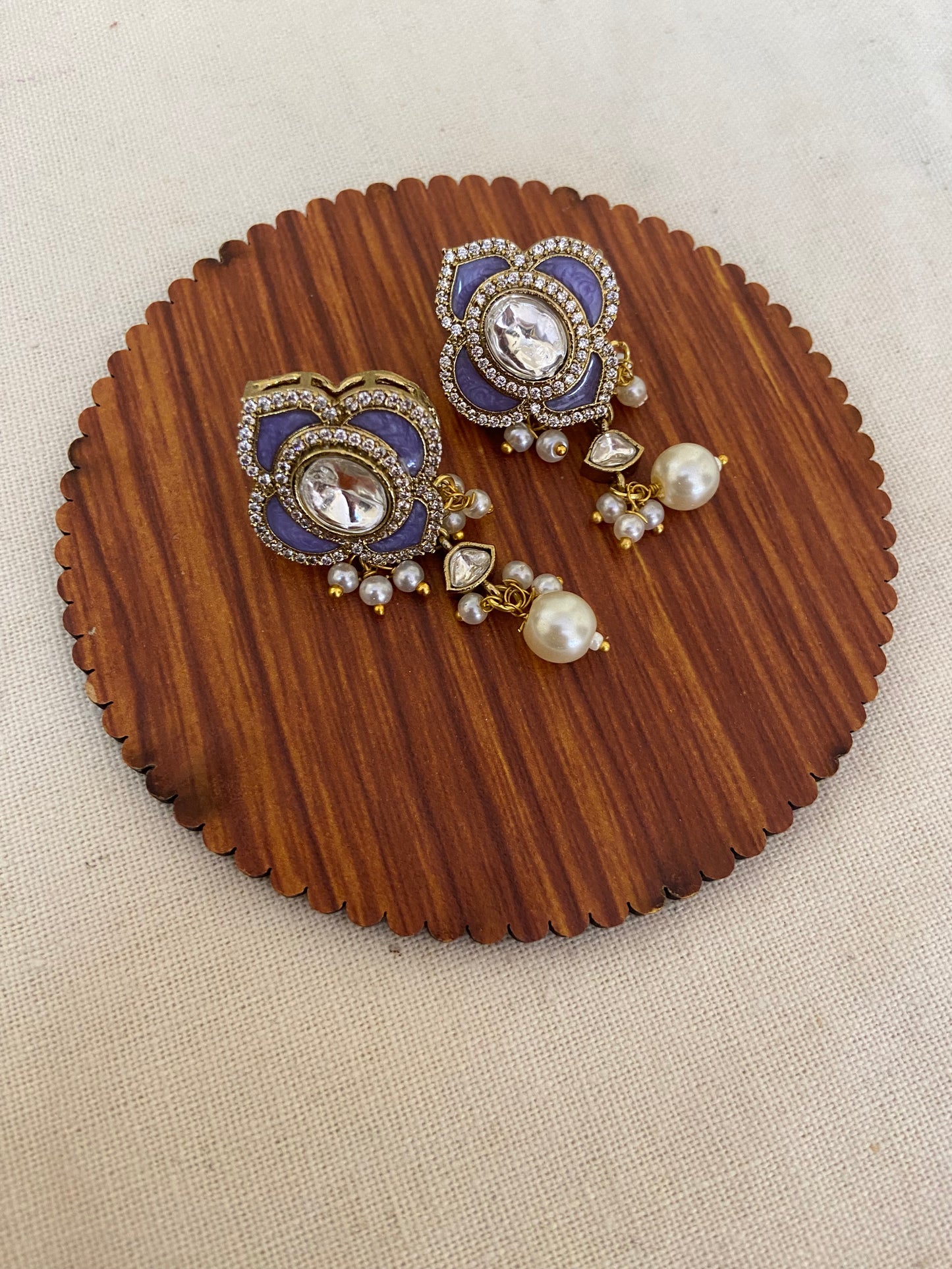 Pearls Lavender Enamel Meenakari Set