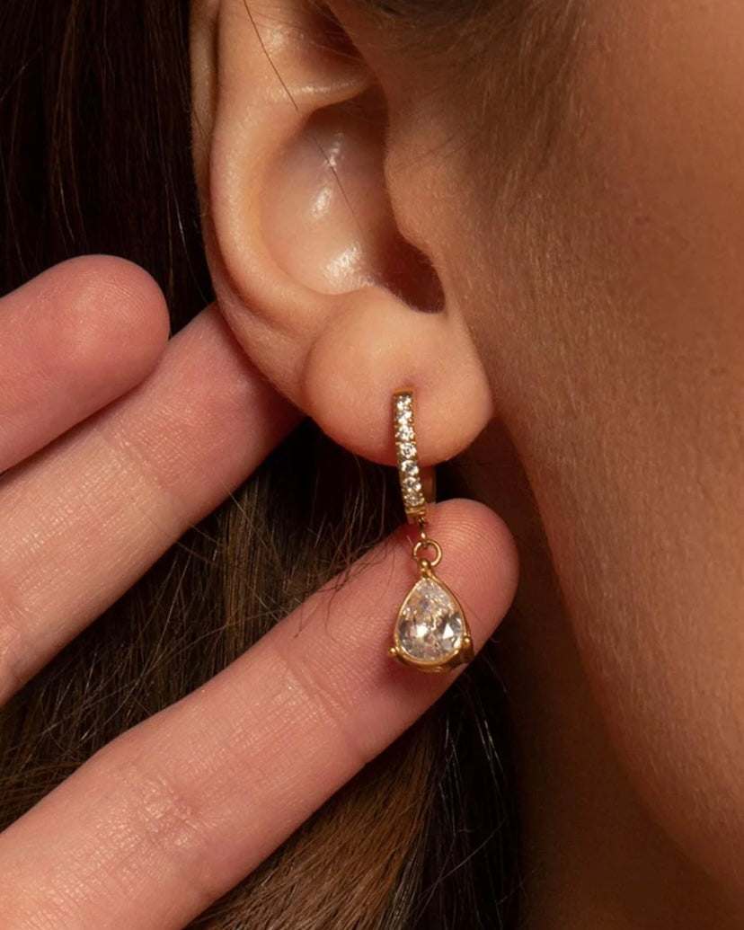 Teardrop Drop Huggie Earring