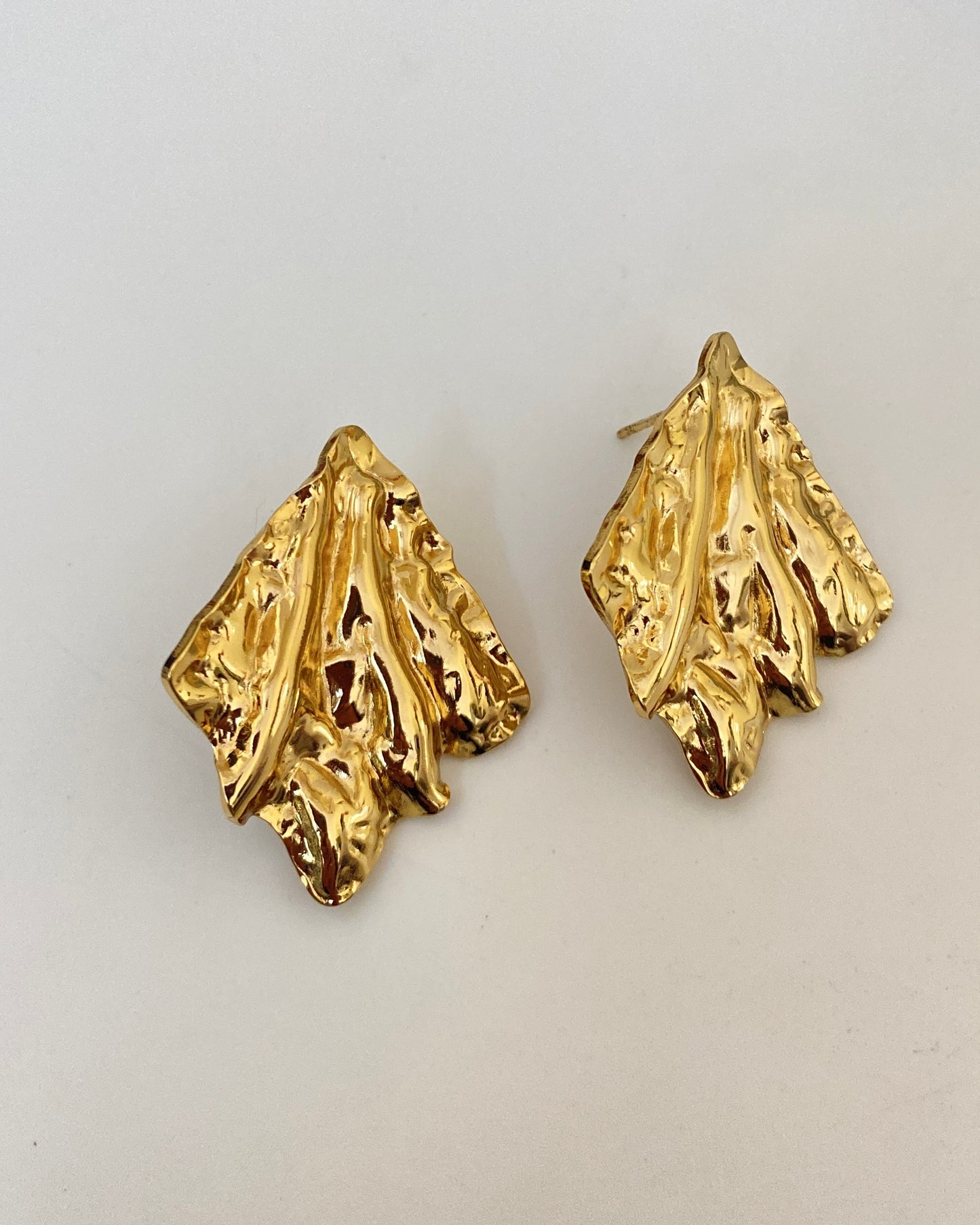 Crackle leaf Statement Earrings