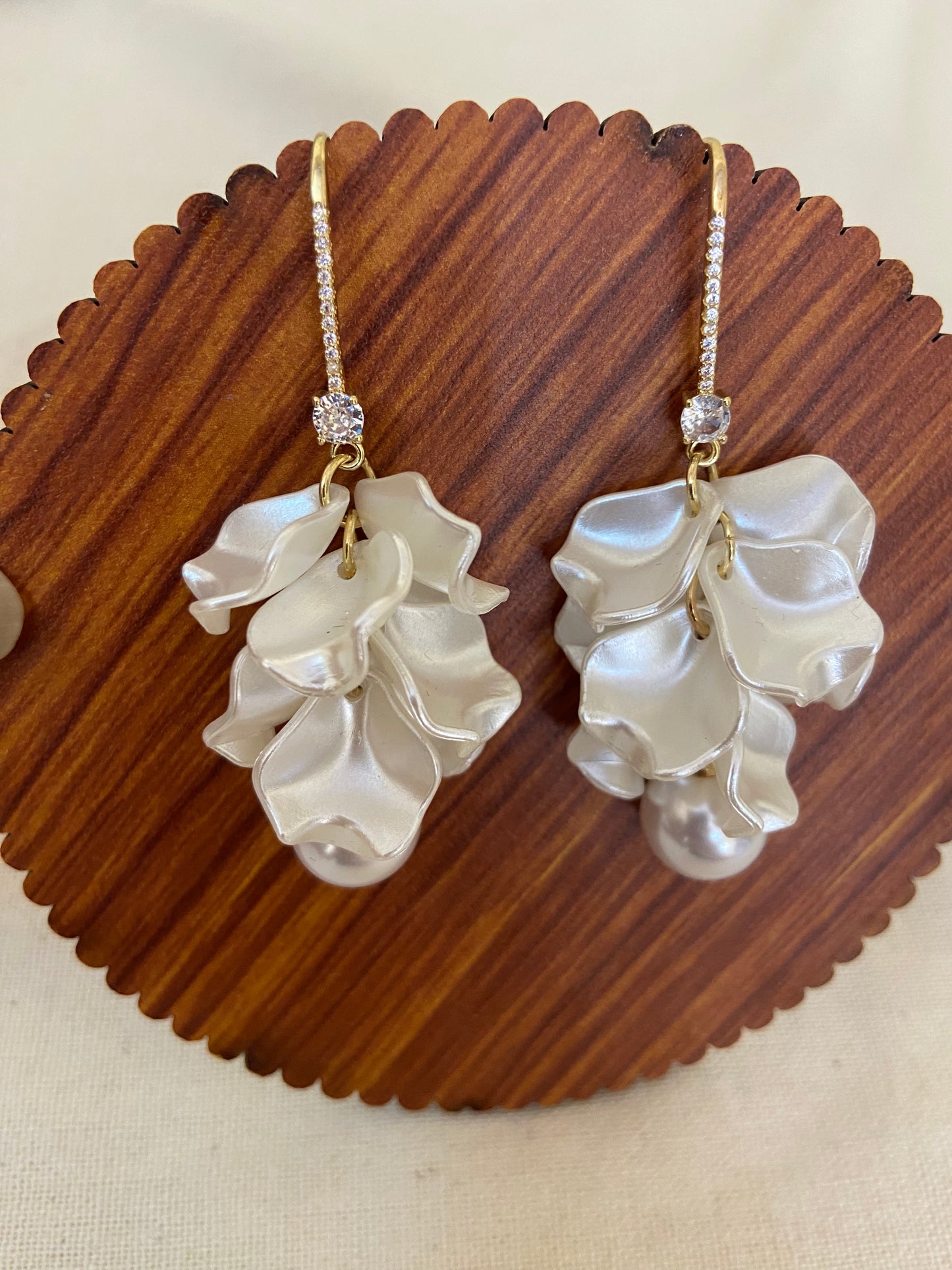 Pearl Drop Down with Flower Pedals Earring