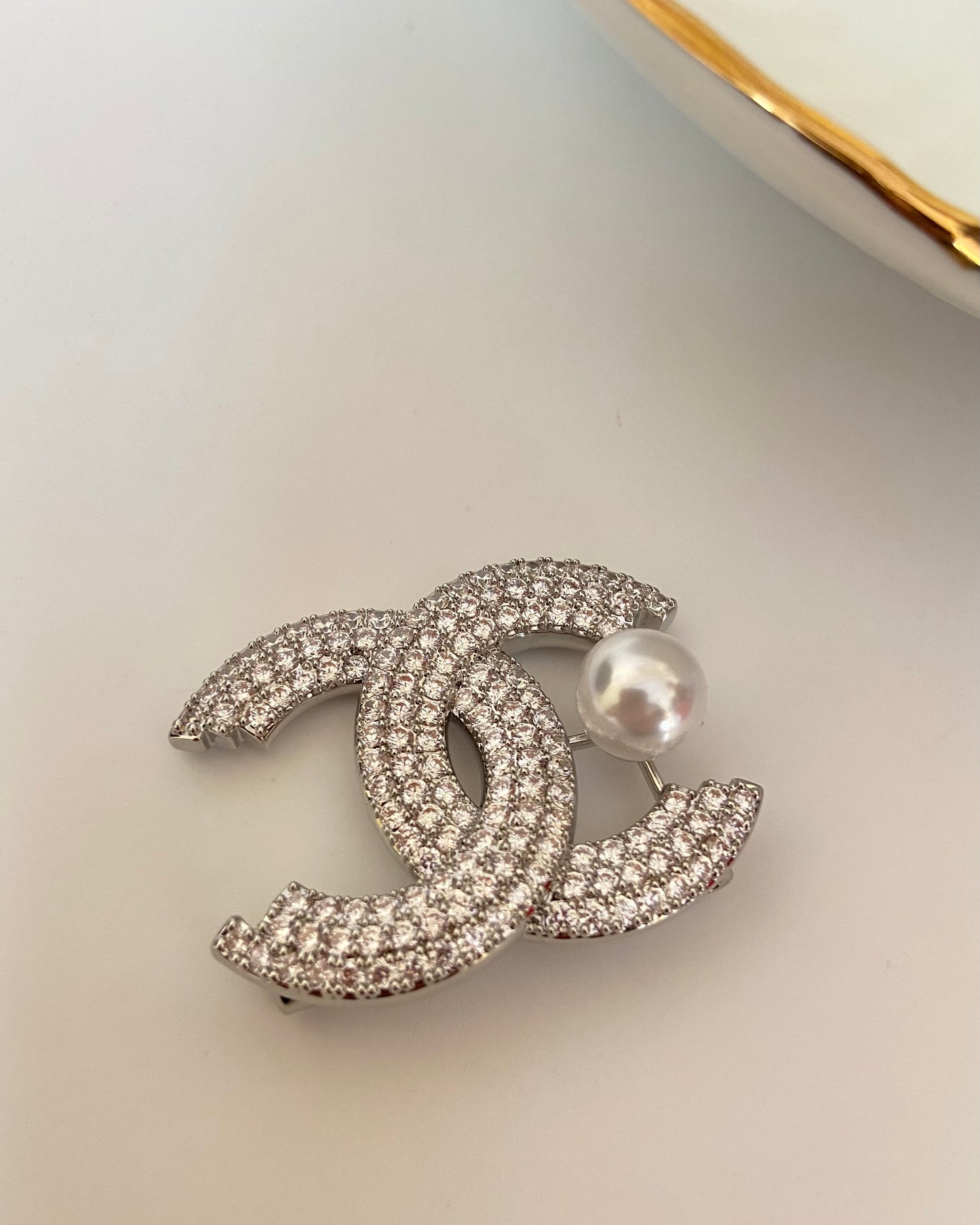 CC pearl Brooch
