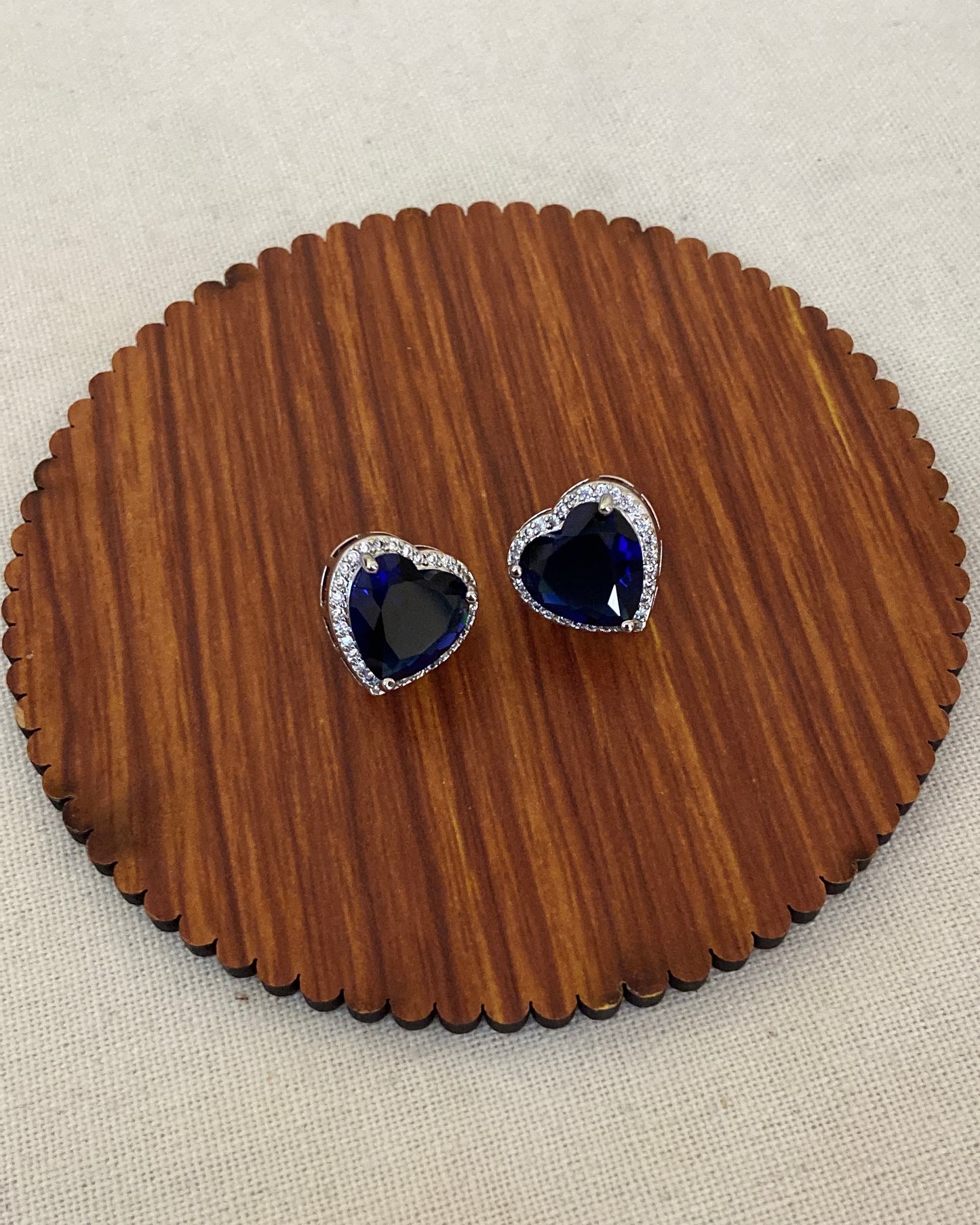 Silver Sapphire Heart Earring