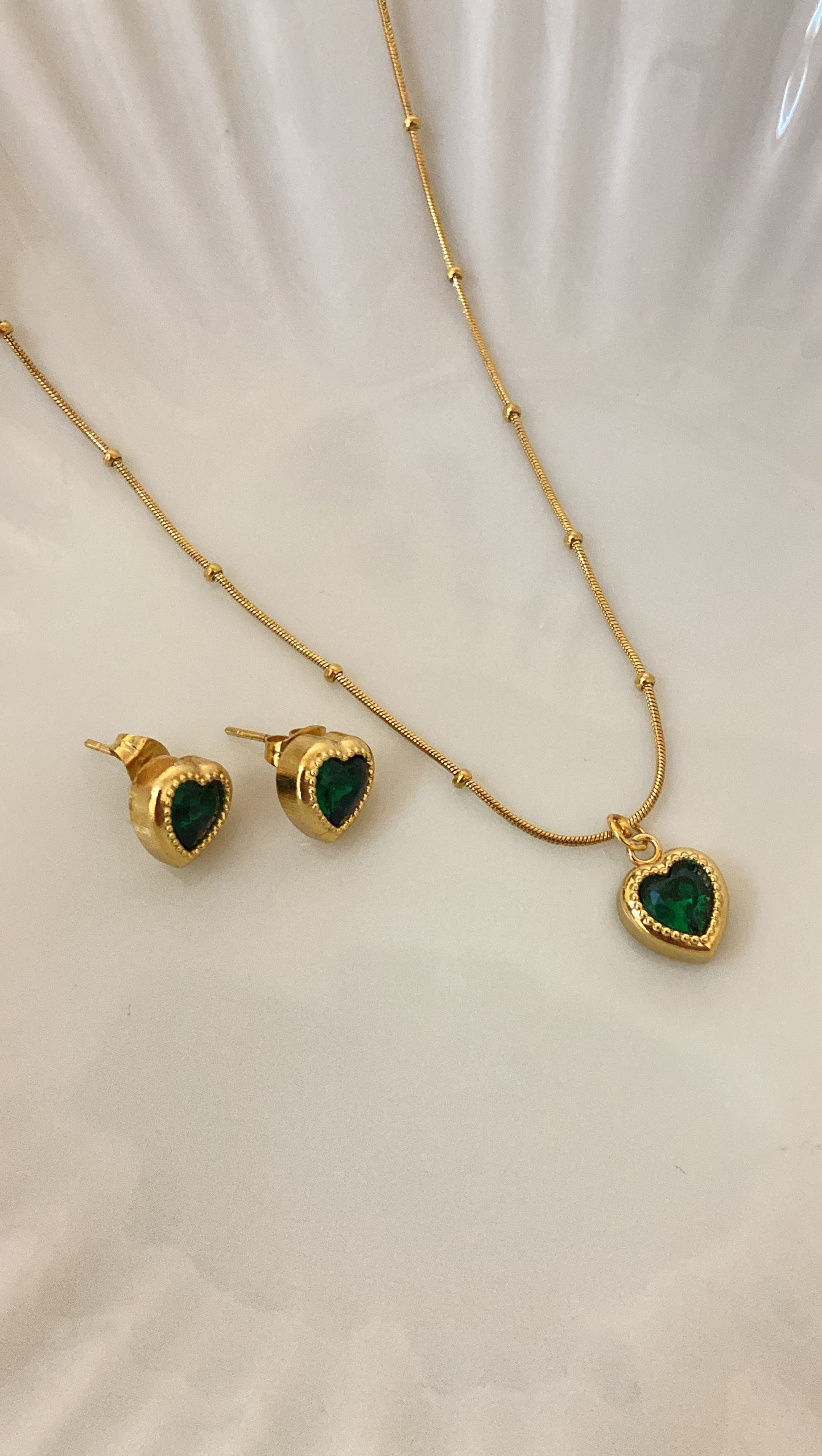 Emerald Heart Combo(Earring + Necklace )