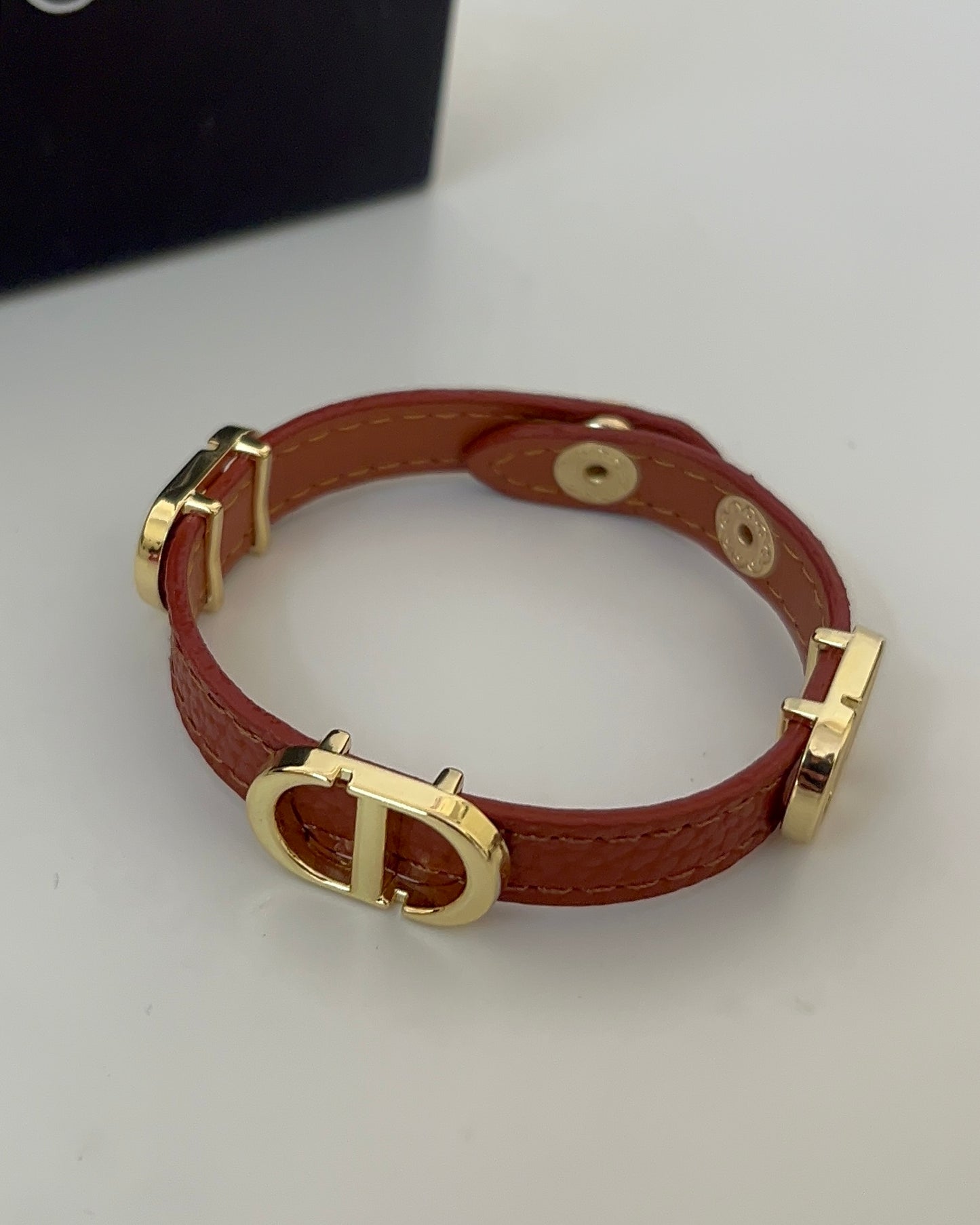 CD Leather belt Bracelet Brown