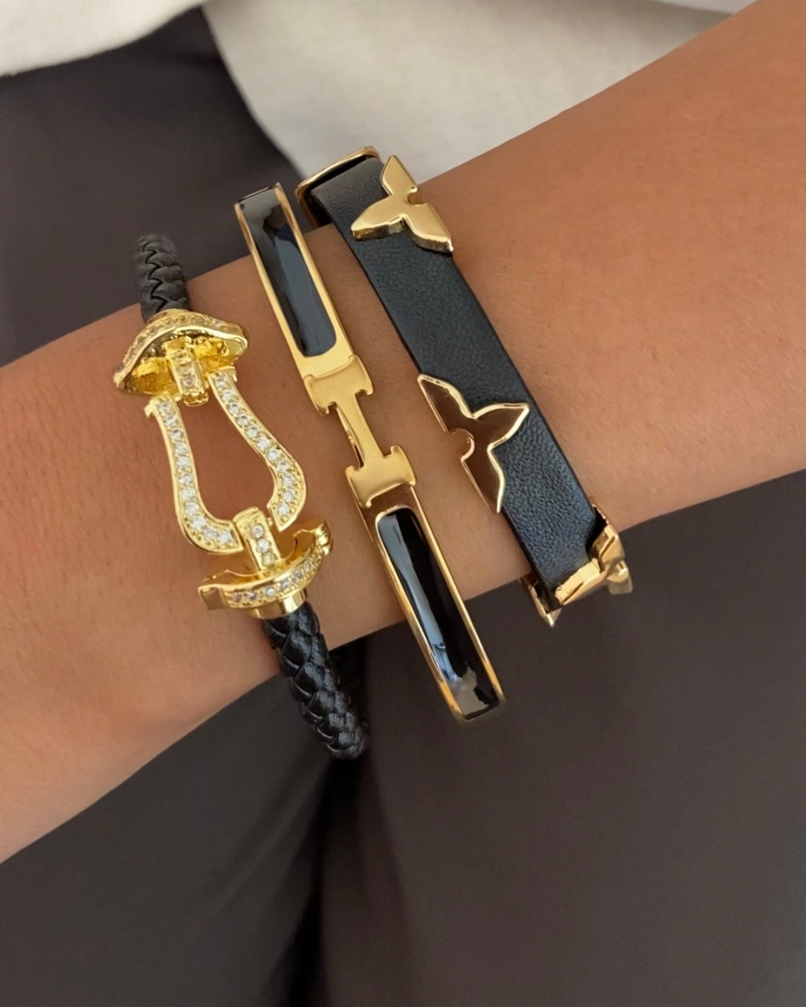 The Black H Bracelet Stack (Set of 3)