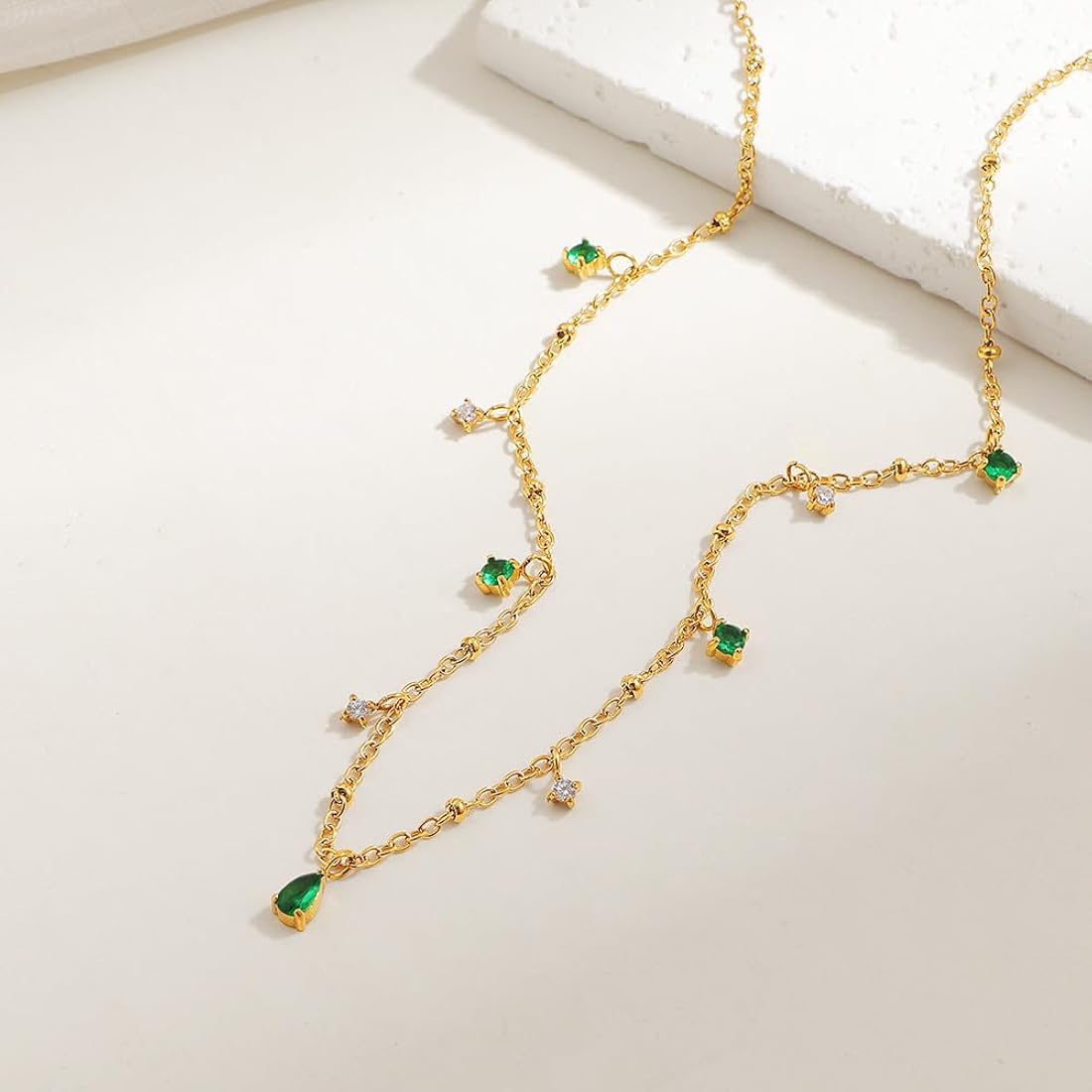 Emerald Diamond Charm Neckpiece