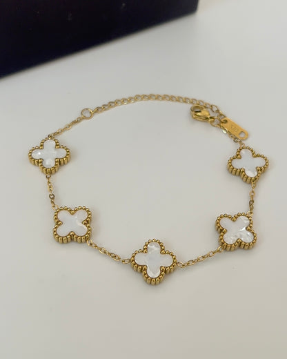 18k White Clover Bracelet