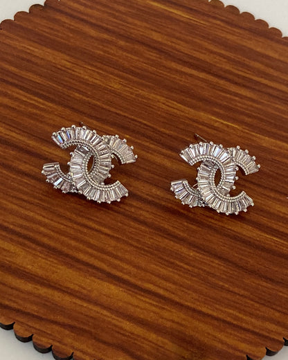 Glam Silver CC Earring