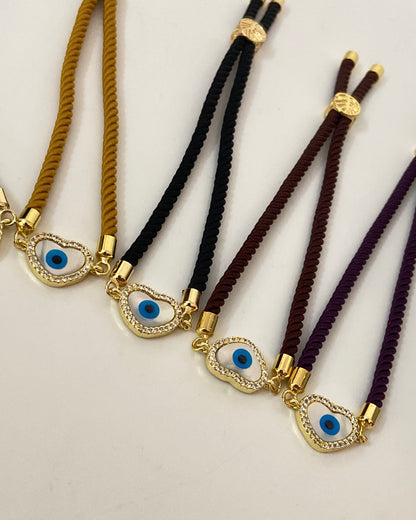 Heart Evil Eye Thread Bracelet