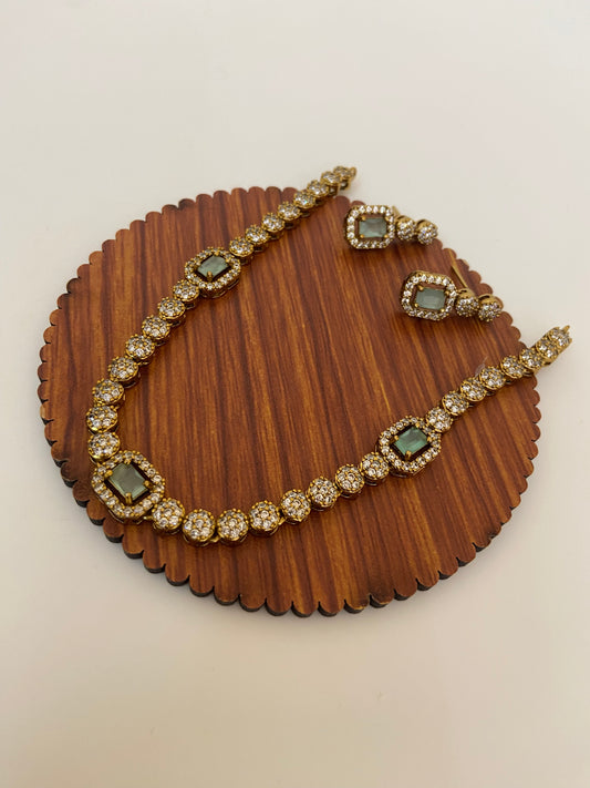 Mint Green Diamond Necklace Set