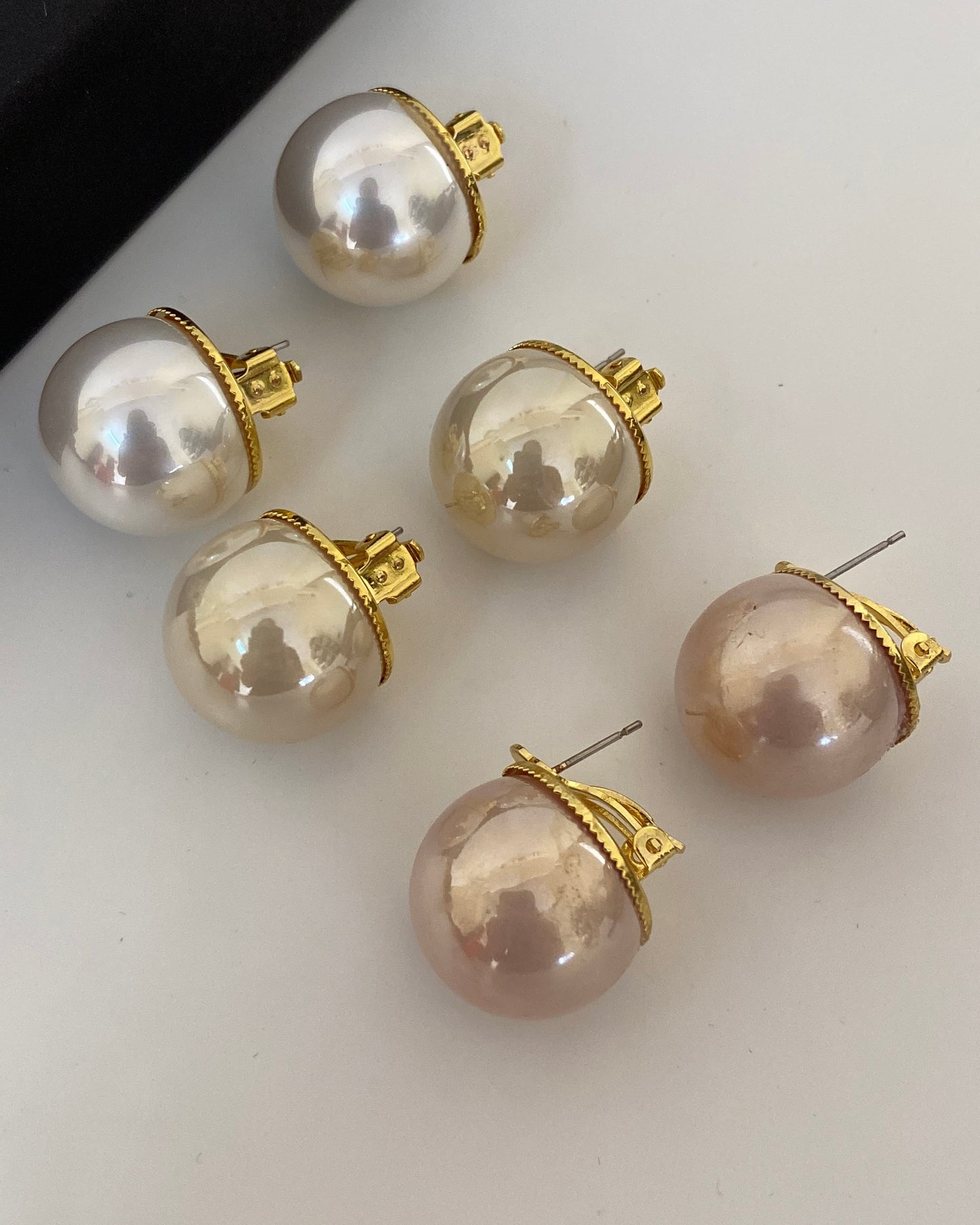 Gold Pearl Clip On Earrings