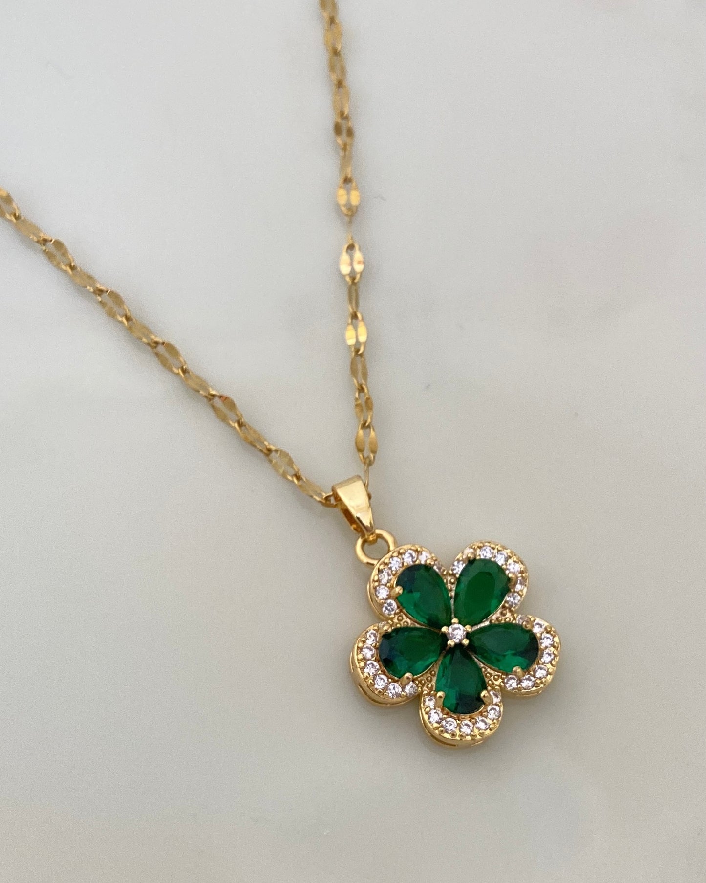 Emerald Flower Necklace