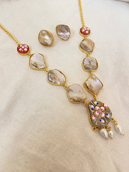 Handprint mother of pearl Necklace set