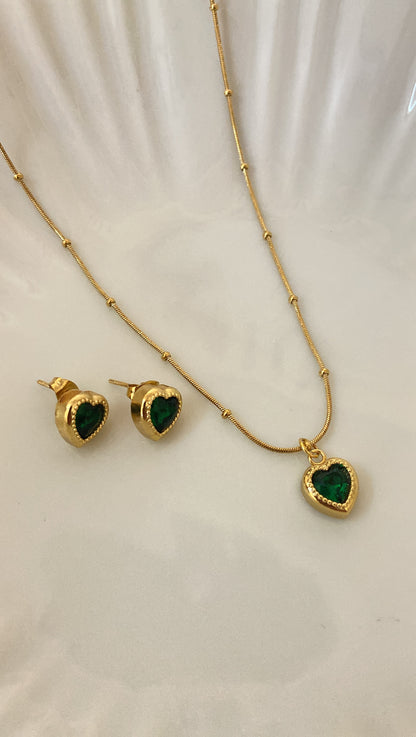 Emerald Heart Combo(Earring + Necklace )