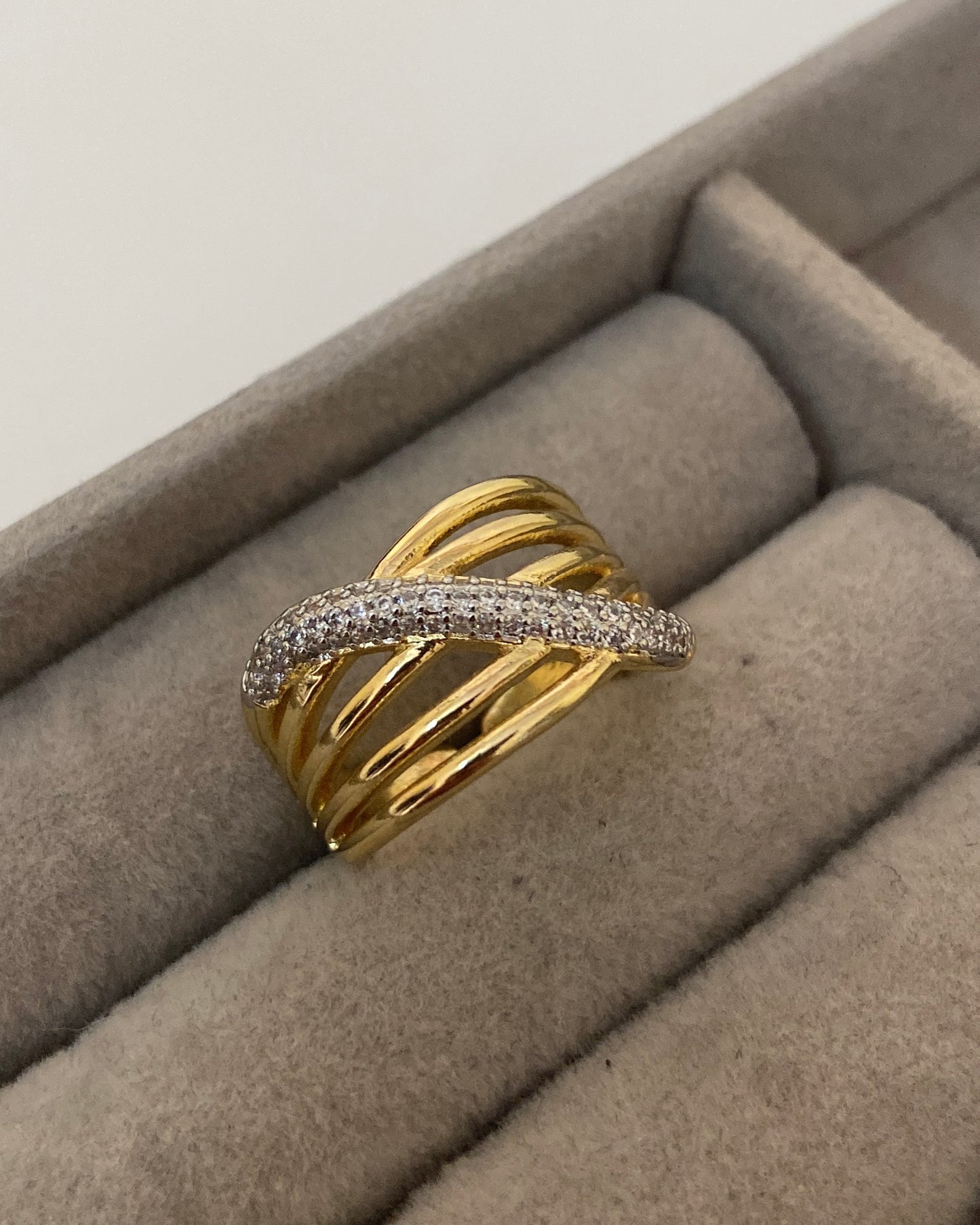 Double Tone Studded Ring