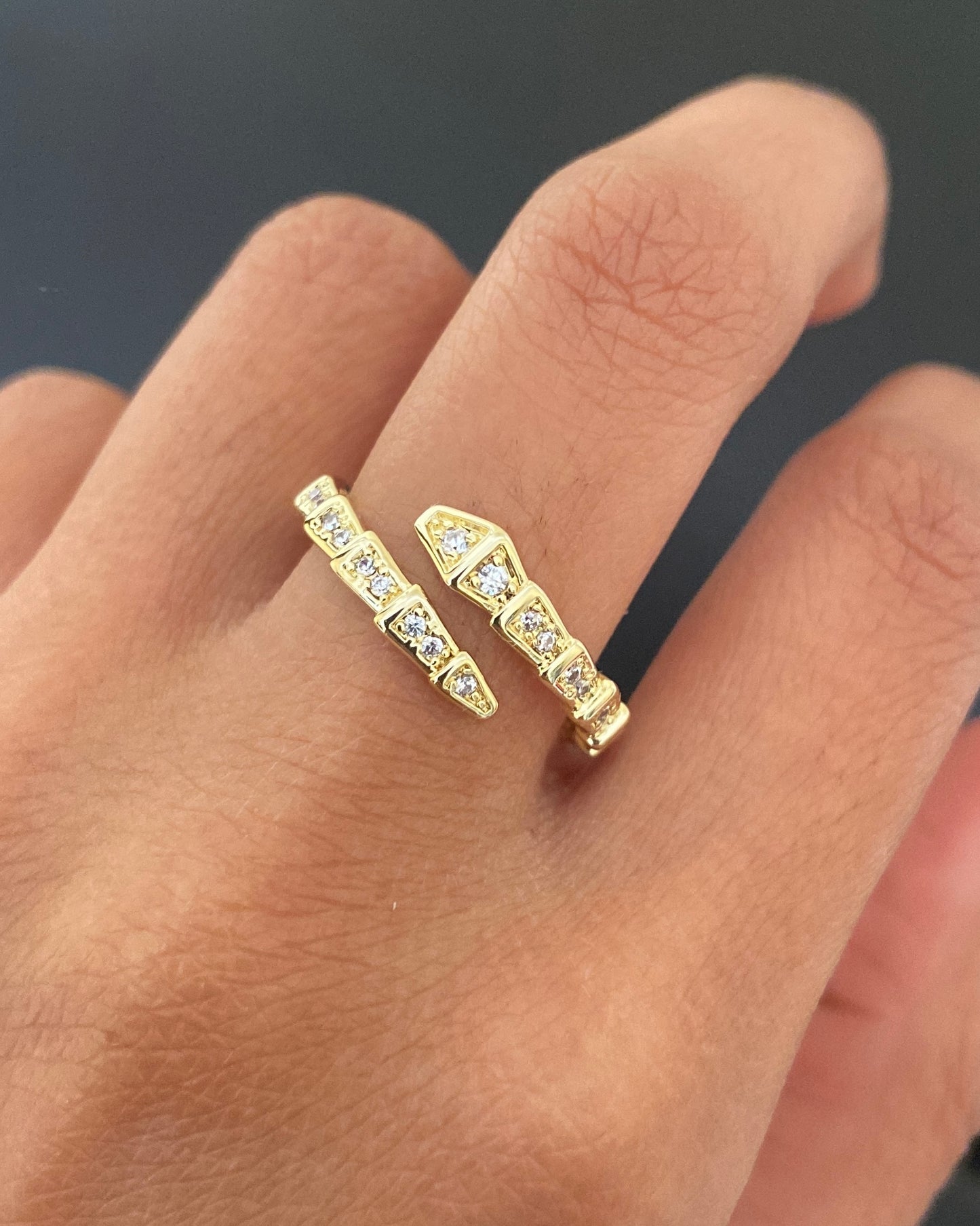 18K Yellow Gold Plated Snake Pattern Ring