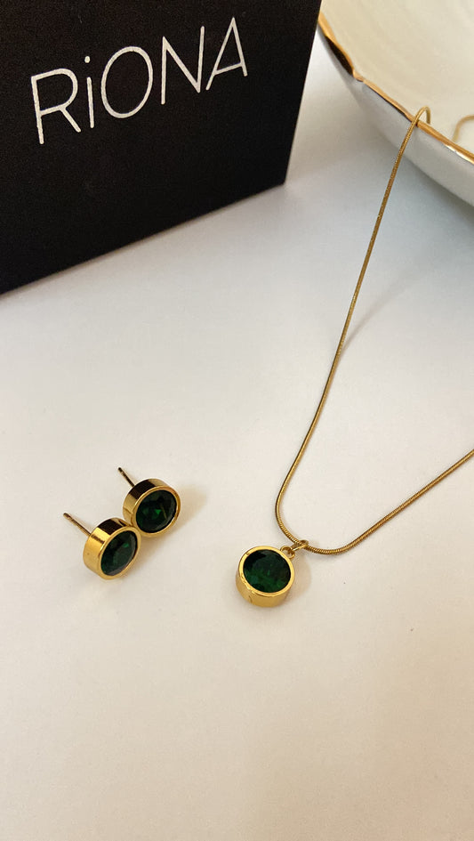 Circle Emerald Combo(Earring + Necklace )