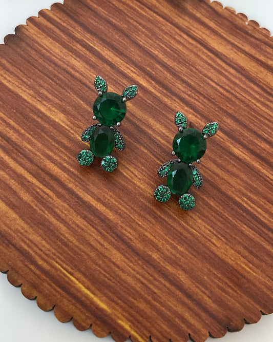 Emerald Bear Stud Earring