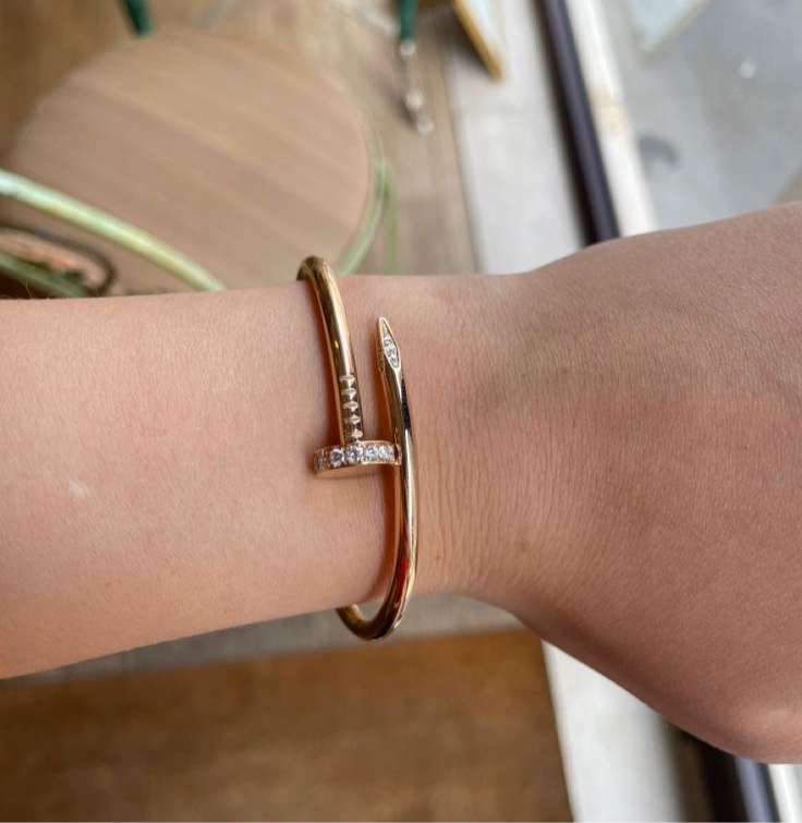 Rose Gold Nail Bracelet with Stone