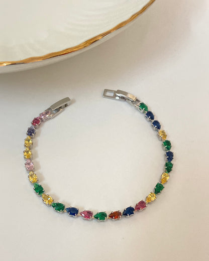 Multicolour Tennis Bracelet Siver