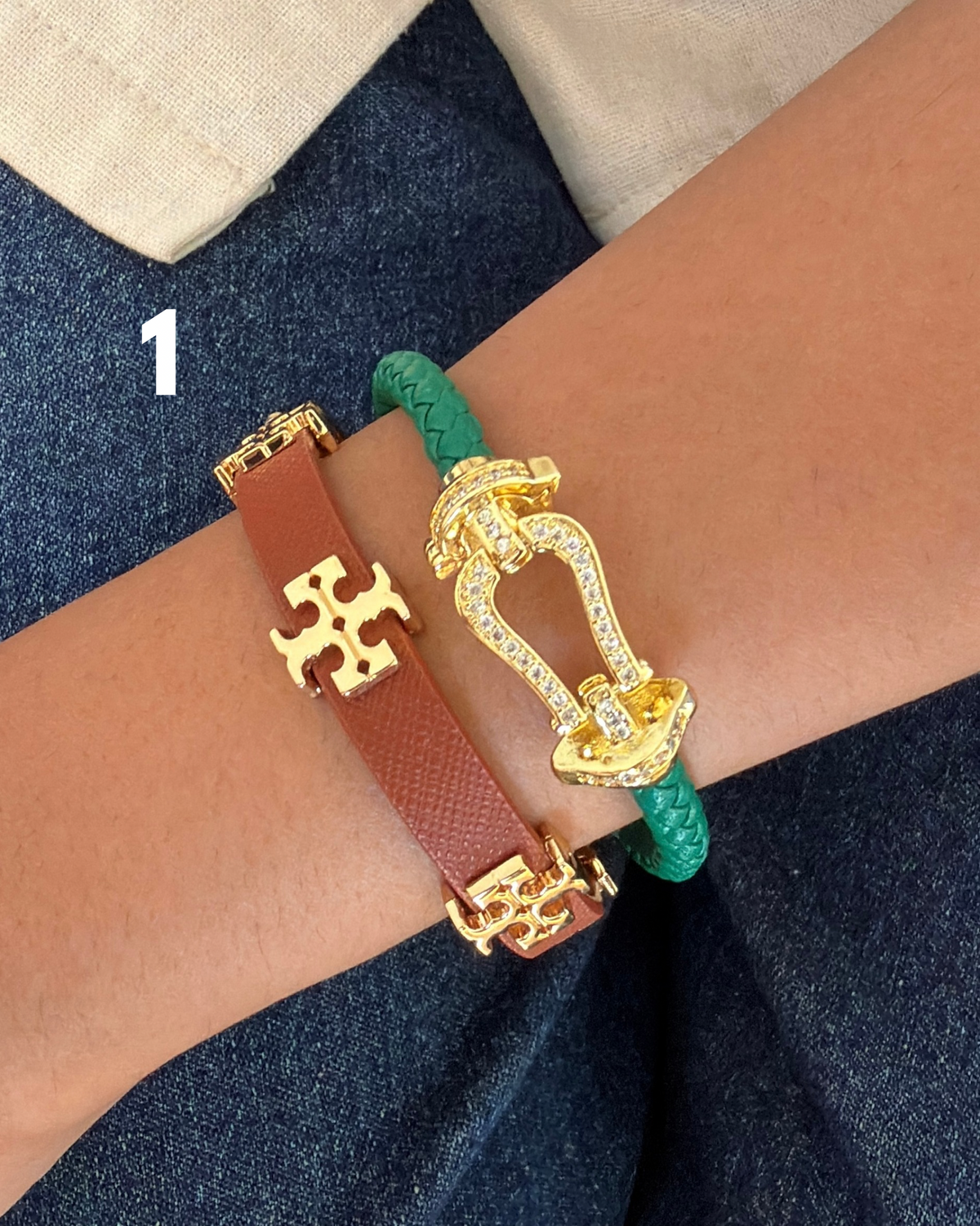 Green Roope & Belt Bracelet Stack (Set of 2)