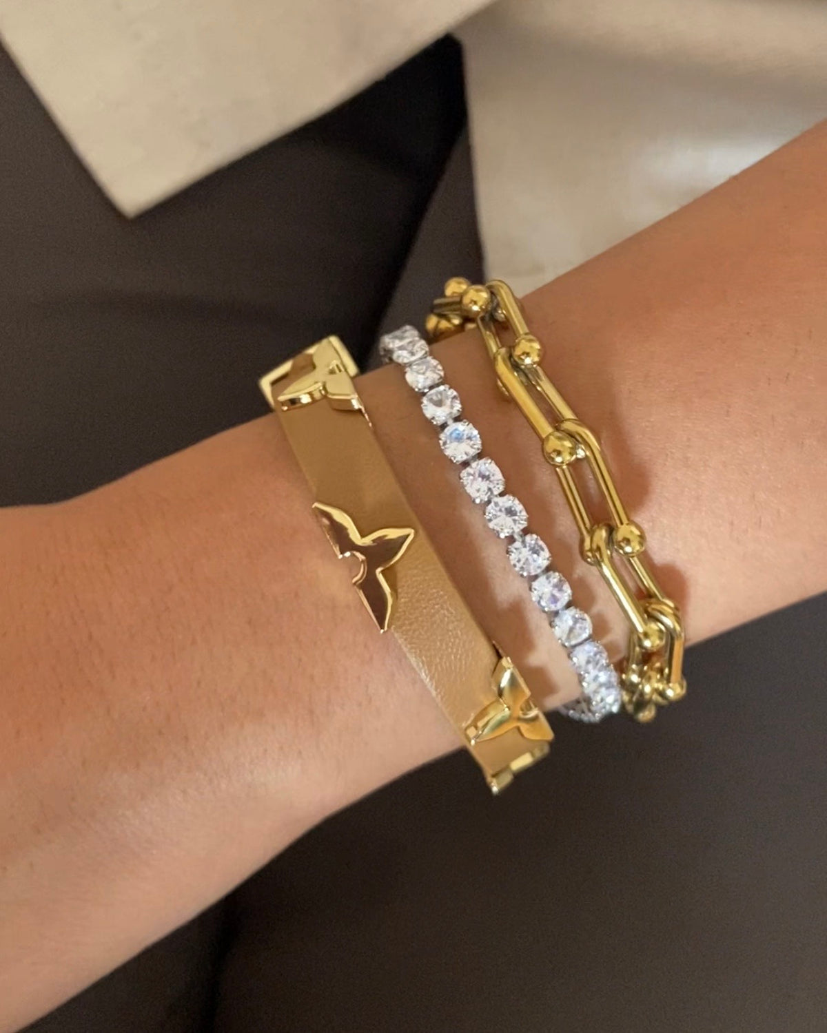 Tennis & Belt Bracelet Stack (Set of 3)