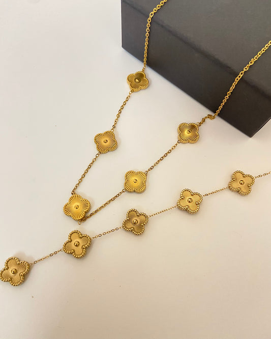 18k Gold Clover combo[ Bracelet +Necklace]