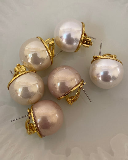 Gold Pearl Clip On Earrings