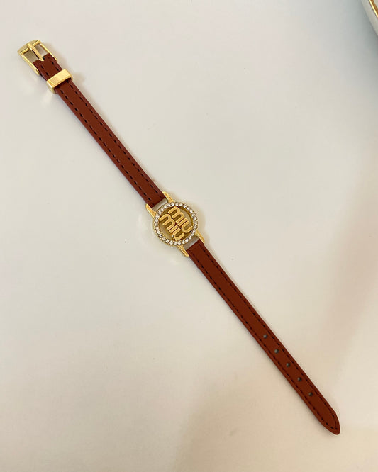 Classic MUMU Leather Belt Bracelet- Brown