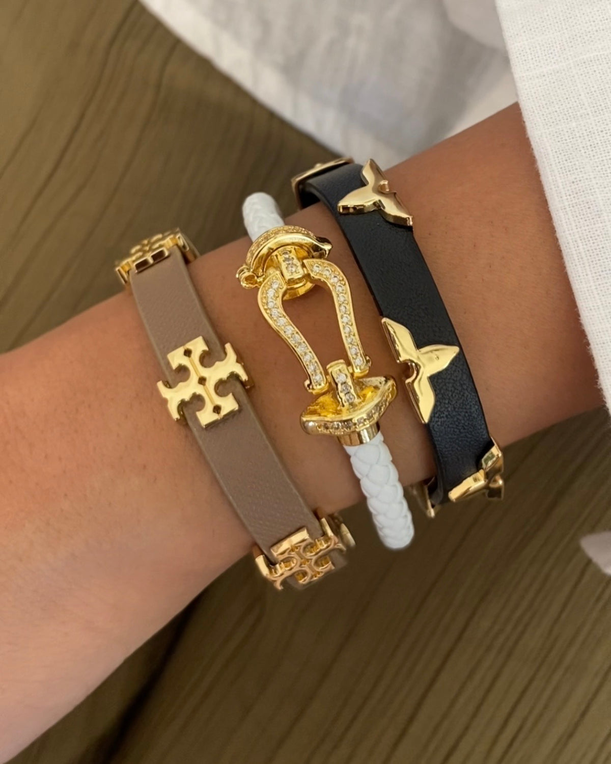 Rope +Faux +Lvn Bracelet Stack (Set of 3)